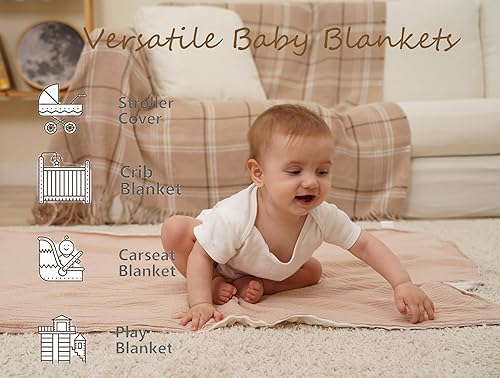 Miniatura 2 de Manta de felpa suave de Minky para niños y niñas, unisex, con parte delantera de muselina de algodón y respaldo de forro polar punteado, mantas para