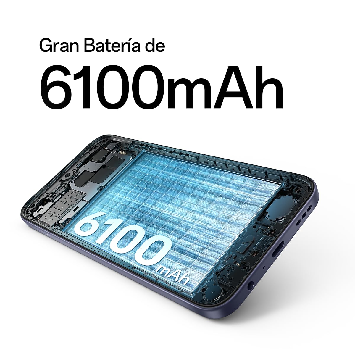 OPPO A6x 4G - Smartphone Libre con IA, 4GB RAM+128GB, Batería 6100 mAh, Pantalla LCD HD+ 120Hz, IP64, Cámara 13MP, Dual SIM, Versión Española - Azul