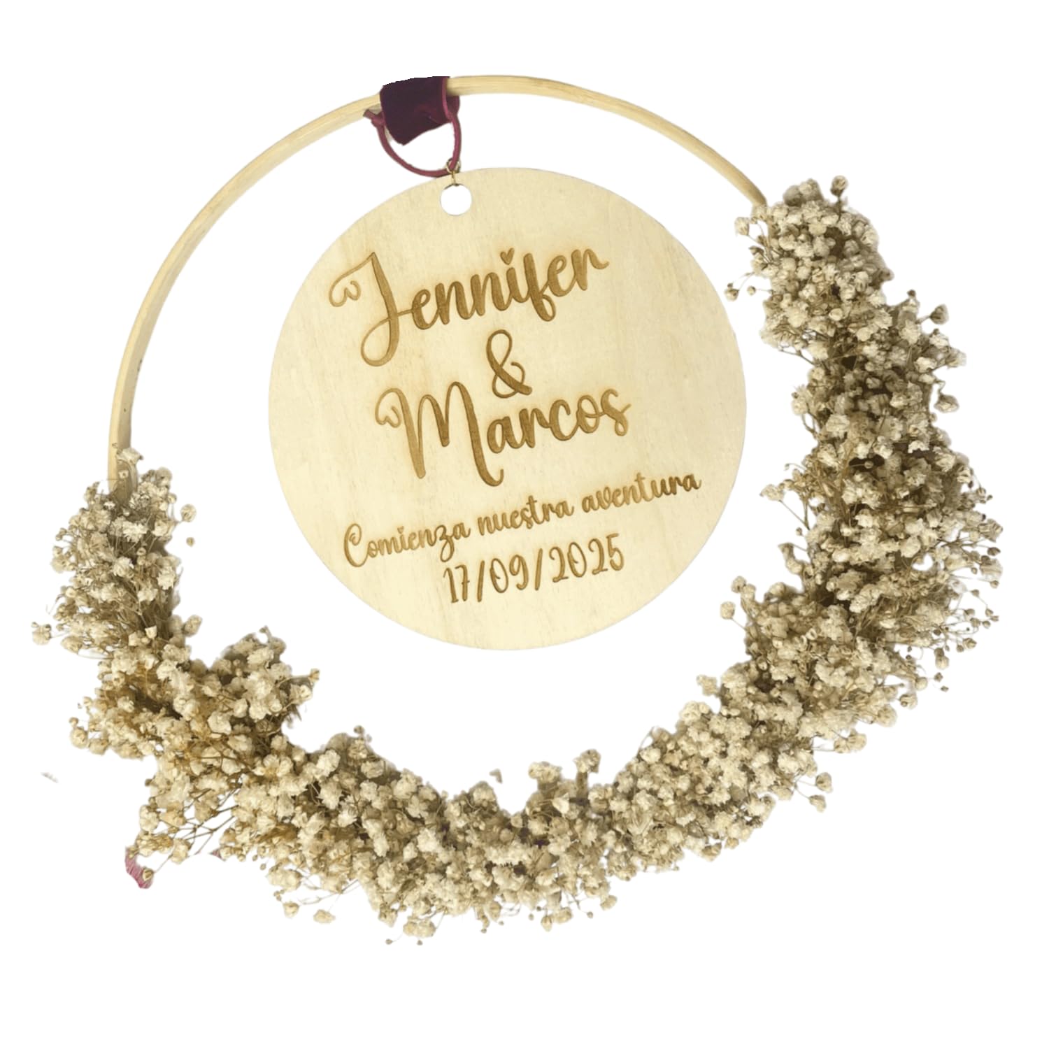 Genérico Genérico Porta alianzas personalizado con flores preservadas - Porta anillos boda - Detalles de boda personalizados - Porta anillos de boda personalizado