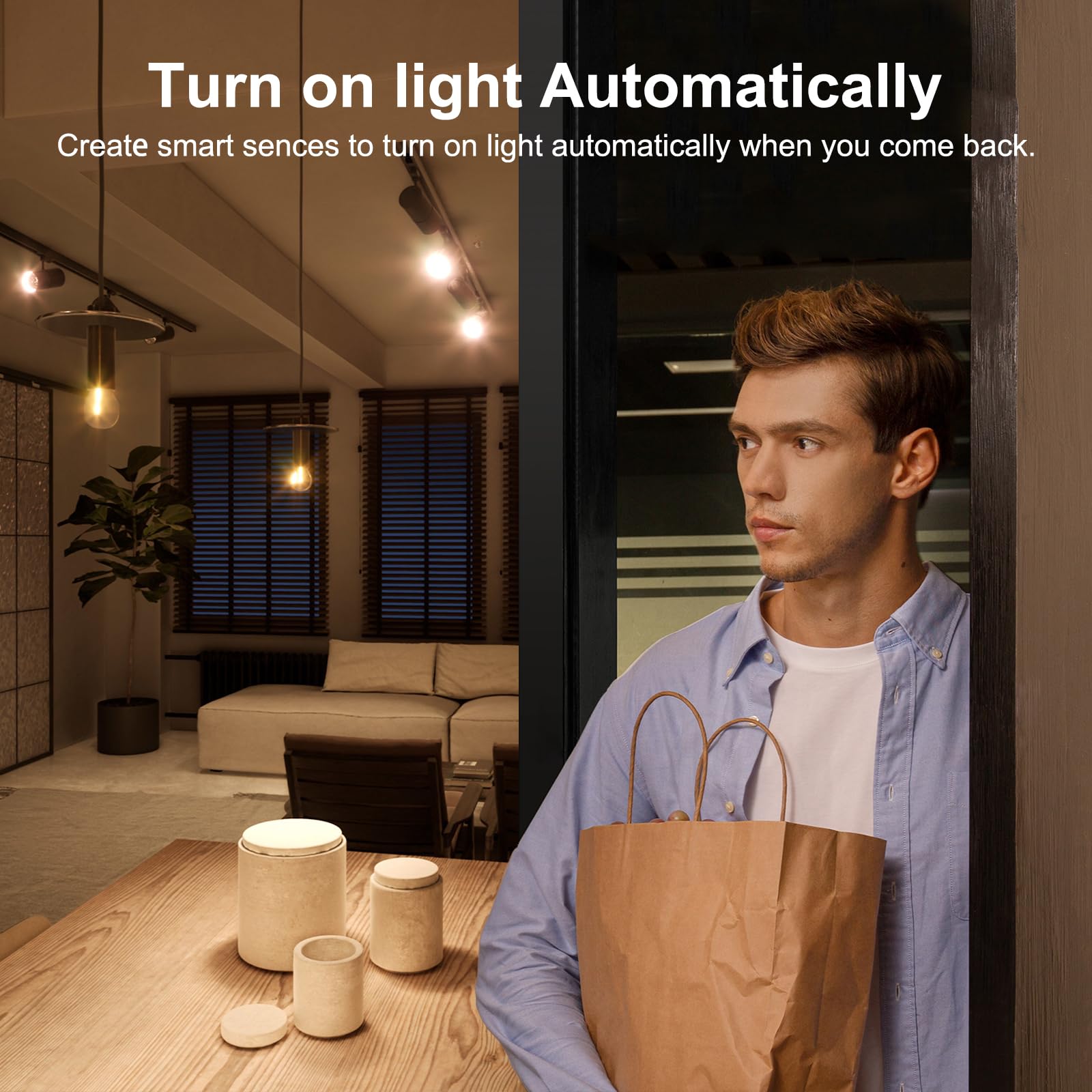 Sensor de Movimiento, Detector de Movimiento Inteligente para Seguridad en el hogar, Sensor de Movimiento inalámbrico con App monitoreo Remoto,Comandos de Voz,Compatible Alexa.Requiere ZigBee Hub.4PCS