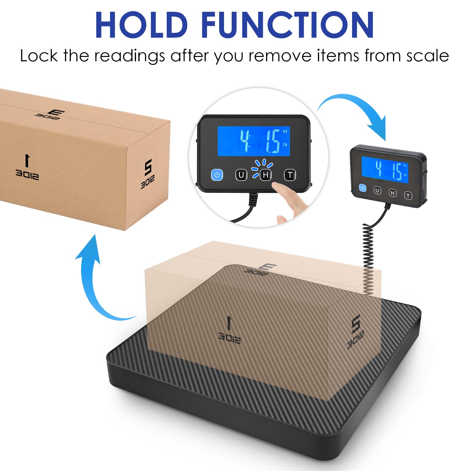 Báscula digital para paquetes, 40-200 kg, alta precisión, con función de retención y tara, para paquetes, equipaje, pantalla LCD externa