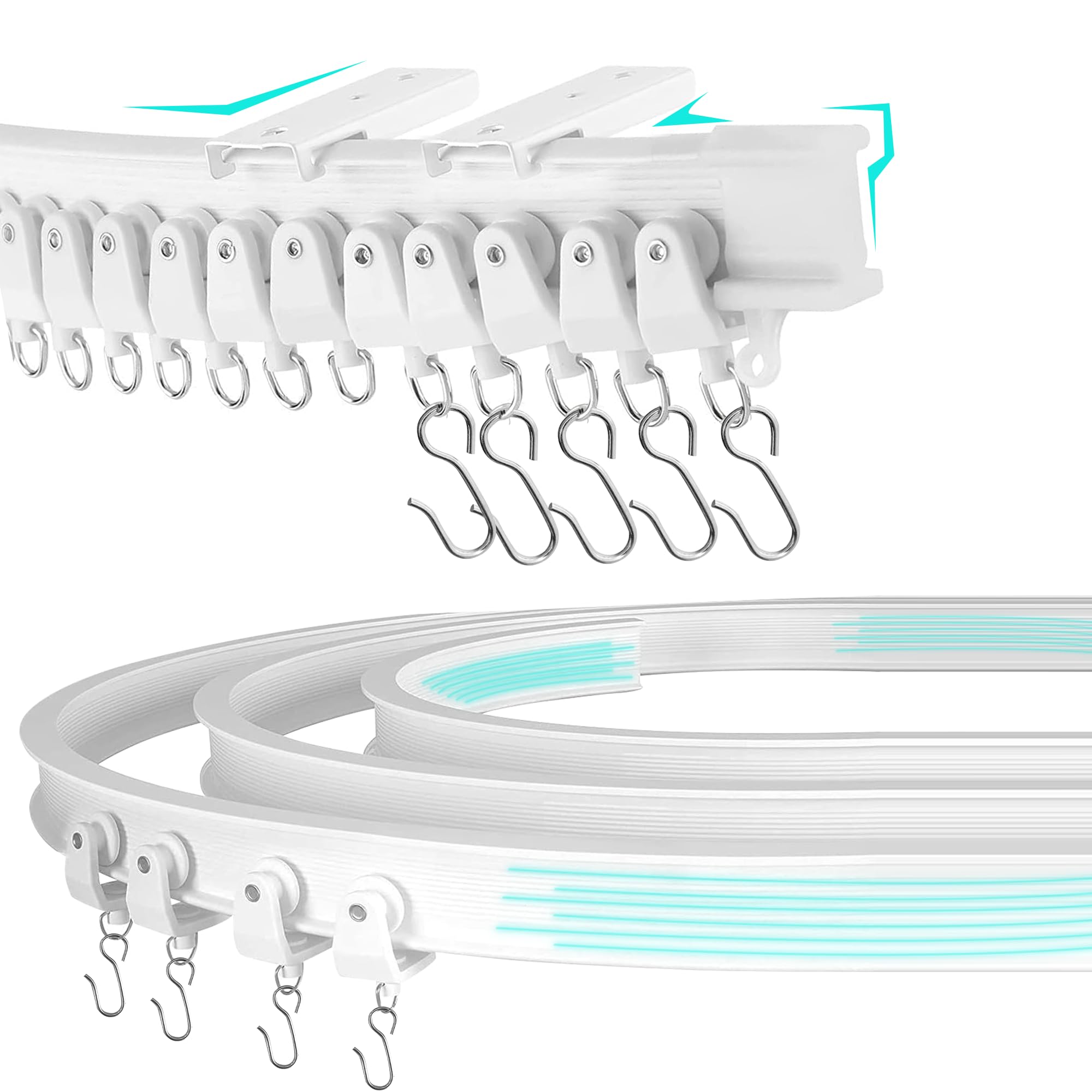 DIKOTS 3.5 Meter Flexible Curtain rail track - Heavy duty ceiling curtain track for Bay window, Rooms Divider, Shower curtain rail track - Swish curtain track - Ceiling Mount bay window curtain rail