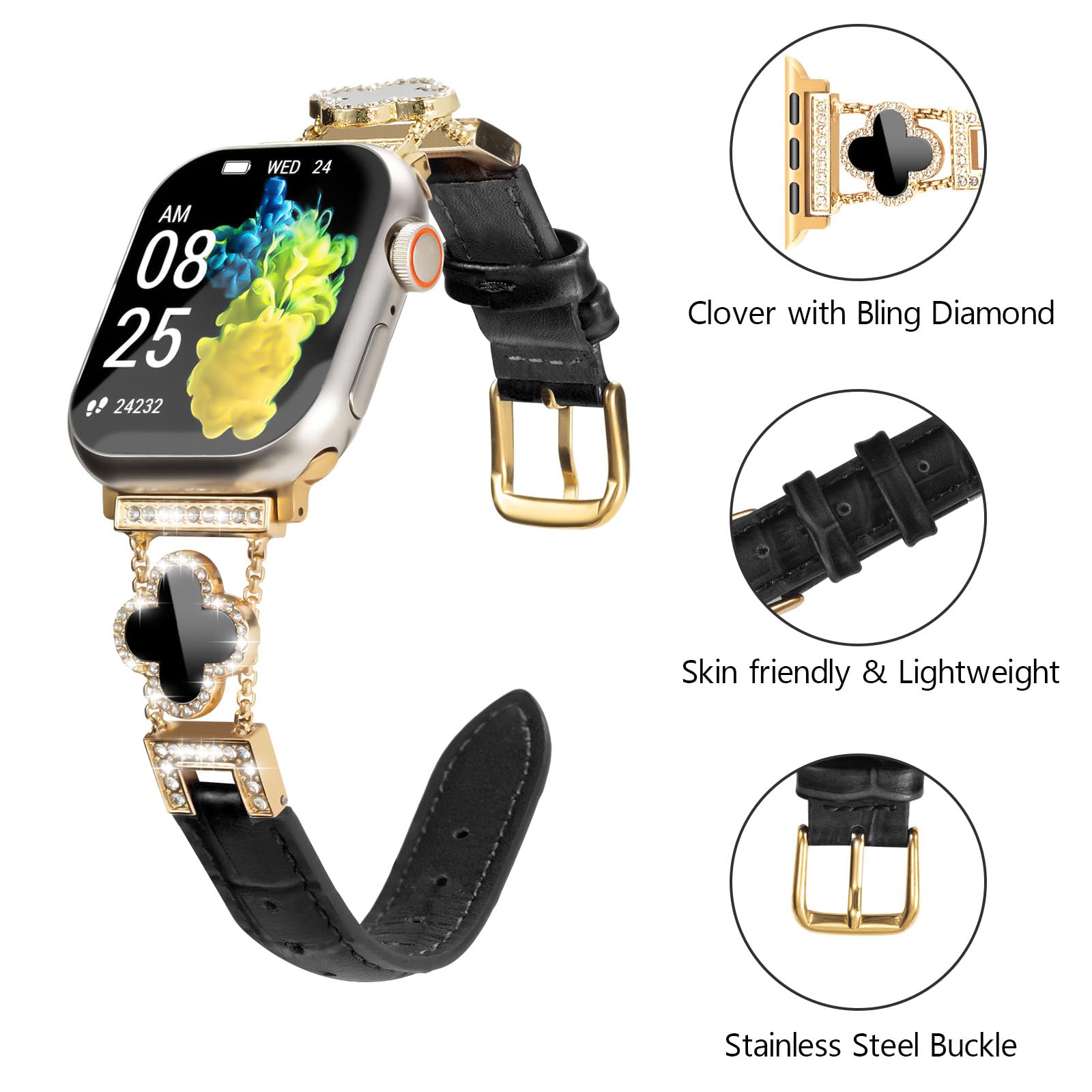 Fidzvsts Leather Straps Compatible with Apple Watch Women - Image 3