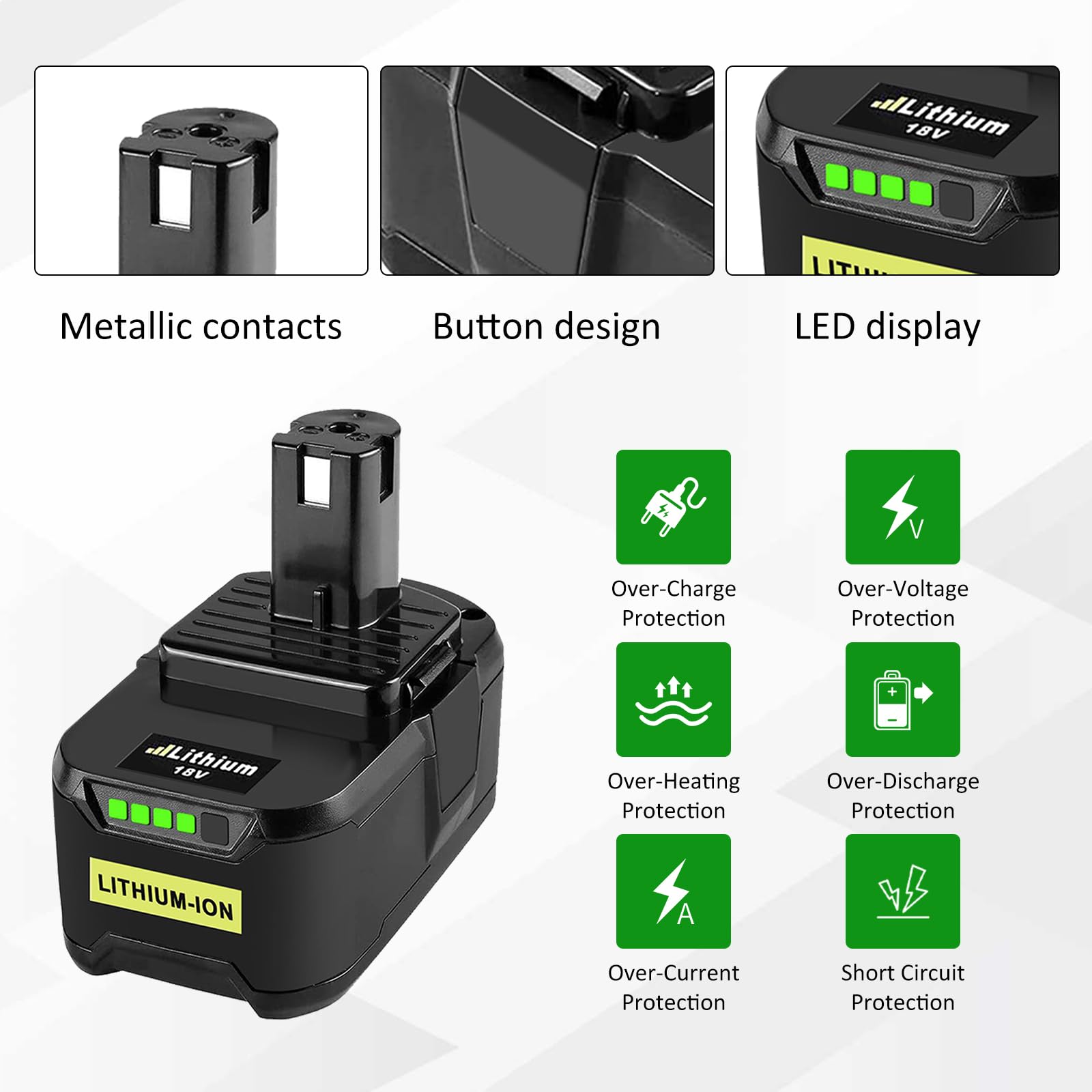 2X 5500mAh RB18L50 Batteria di ricambio per ryobi 18V batteria compatibili co 18 V