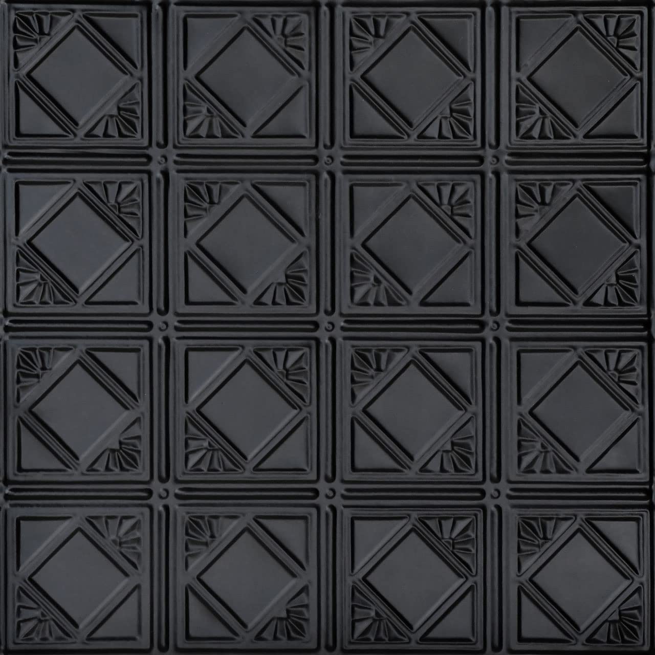 Shanko SKPC207-bk-24x24-N-6 Carnivale Stamped Metal Nail-up Tin Ceiling Tile (24 sq. ft), Satin Black, Pack of 6
