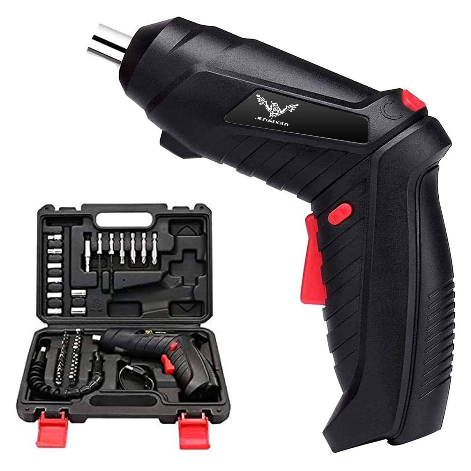 47 in 1 Electric Screwdriver, 3.6V 1300mAh Cordless Rechargeable, Front LED Light, Flexible Shaft, Micro USB, Carrying Case, Easy for Small Home Projects
