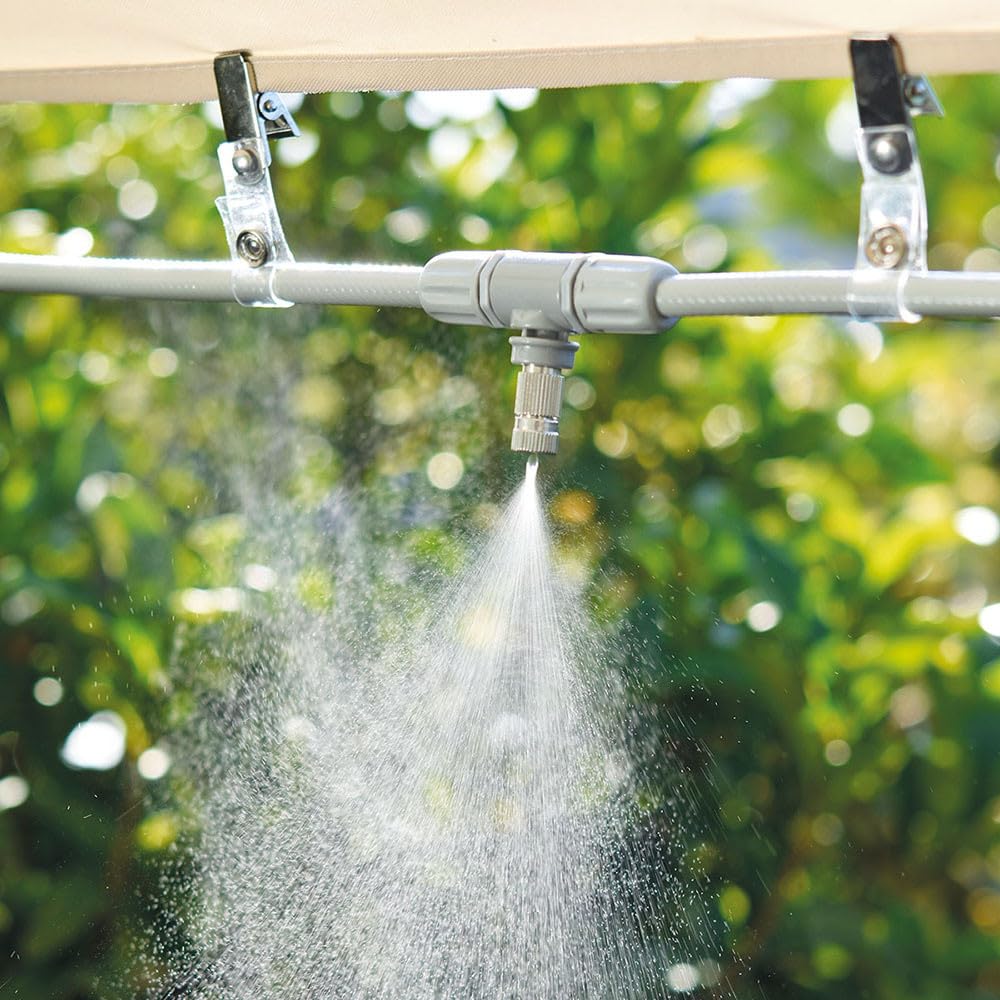 Claber Kit Happy Fresh Evolution 12 m con Aquauno Mist, Kit di raffrescamento per Giardino