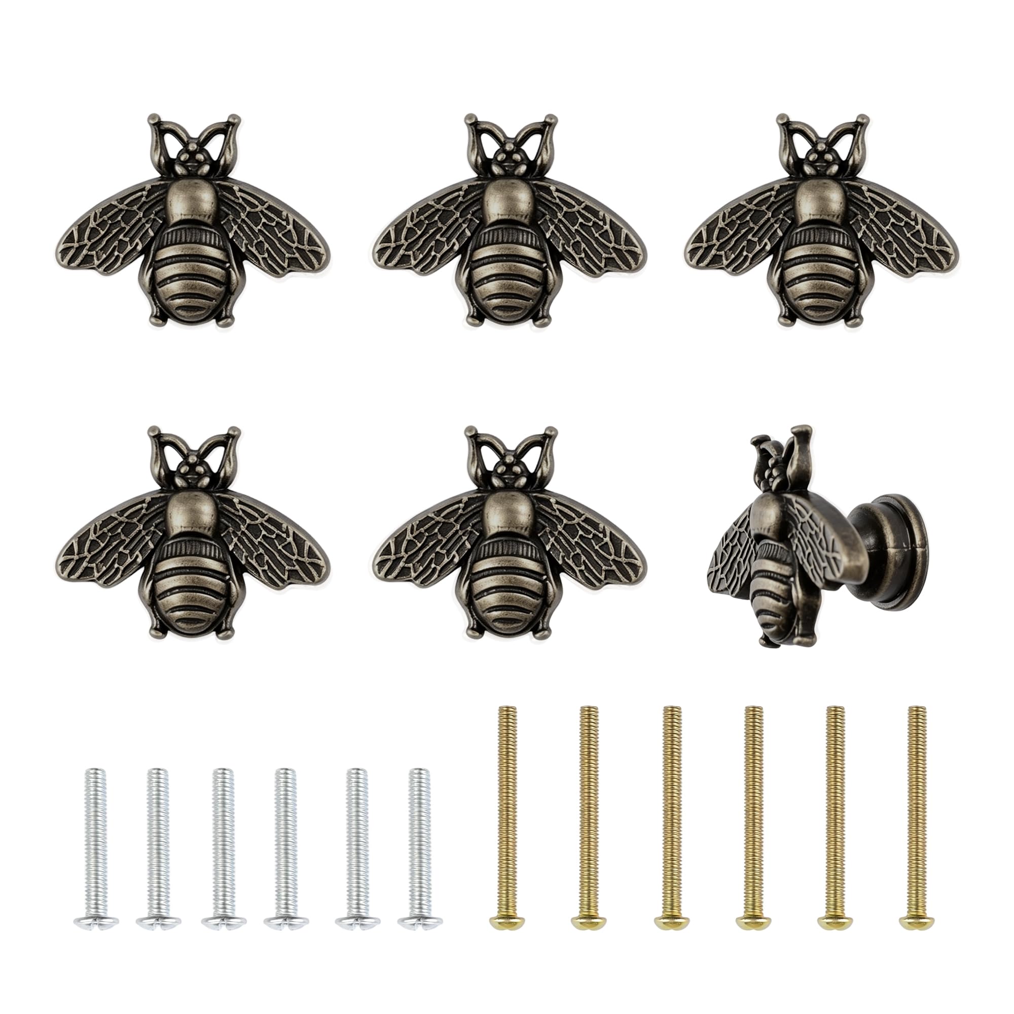 UFURMATE Bumble Bee Cabinet Knobs, Retro Single Hole Pulls(Bronze,6Pcs)