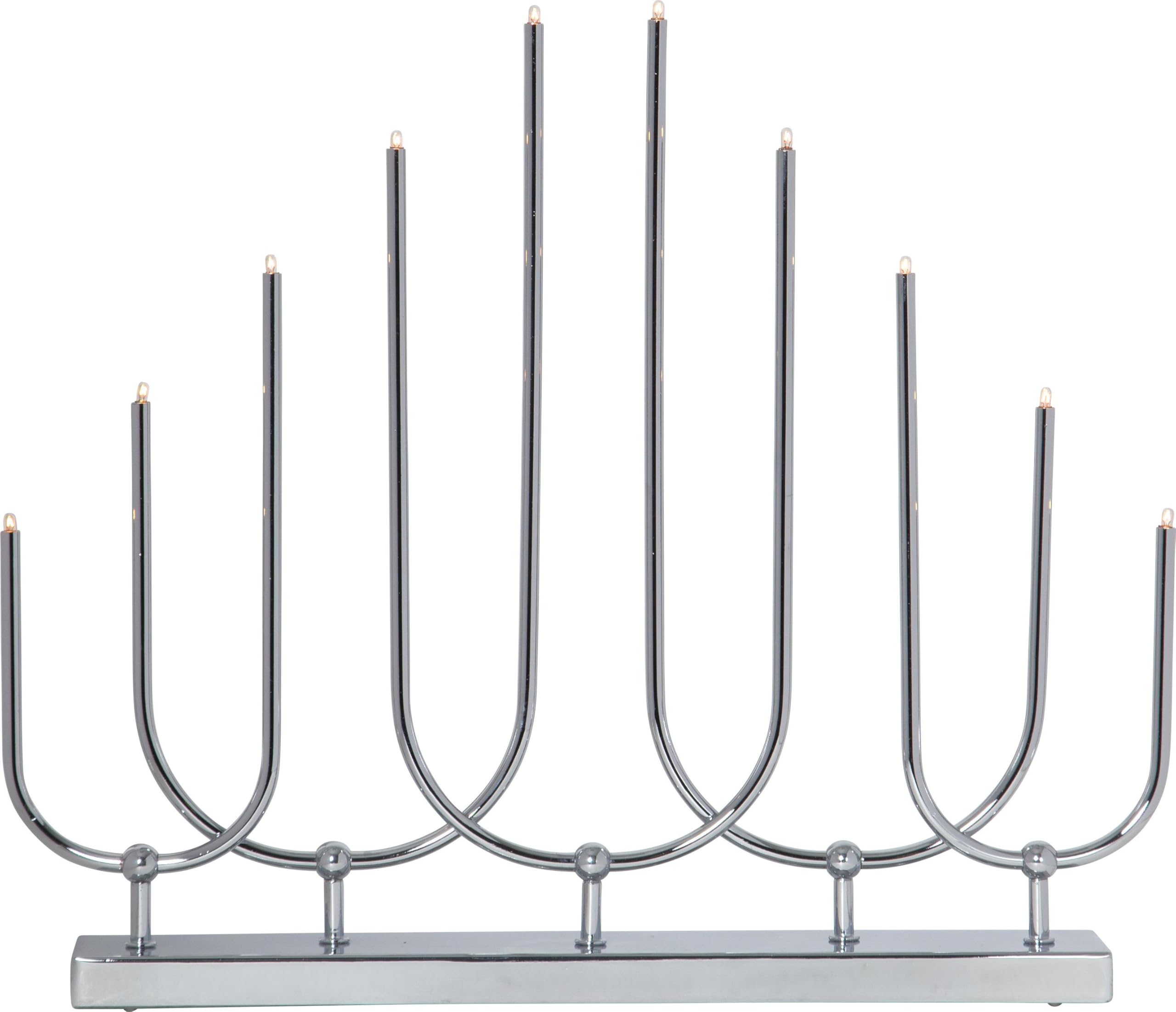 Fensterleuchter Novum von Star Trading, Kerzenständer mit 10 Glühbirnen E5 warmweiß, Weihnachtsdeko aus Metall in Chrom, Kabelschalter, Länge: 46 cm