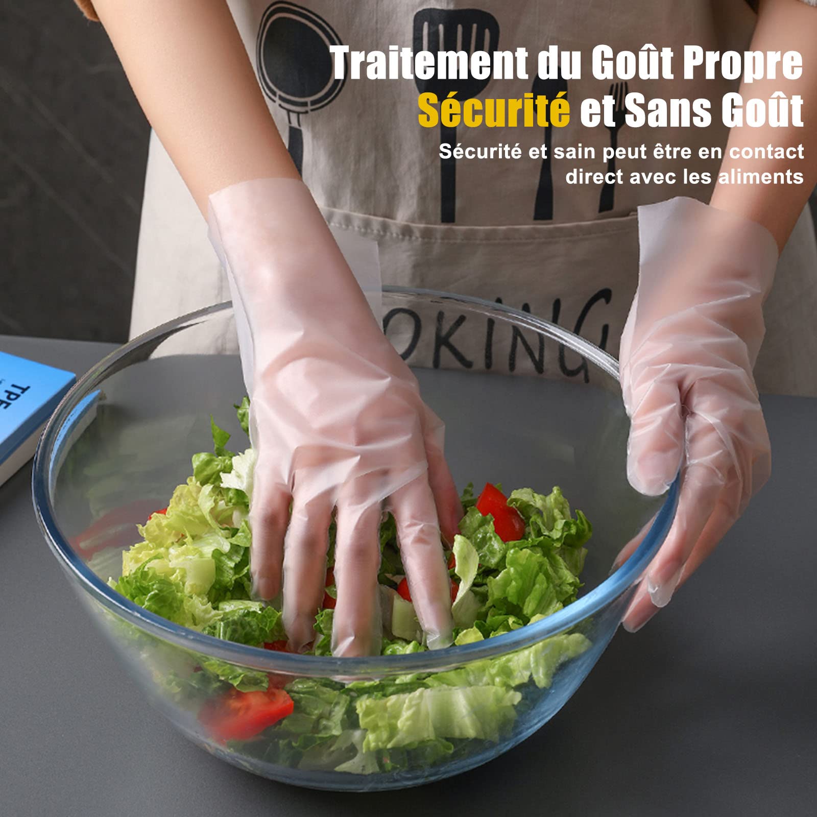 Lot De 200 Gants Jetables TPE Qualité Alimentaire - Pour Cuisine, Préparation Viande, Sans BPA