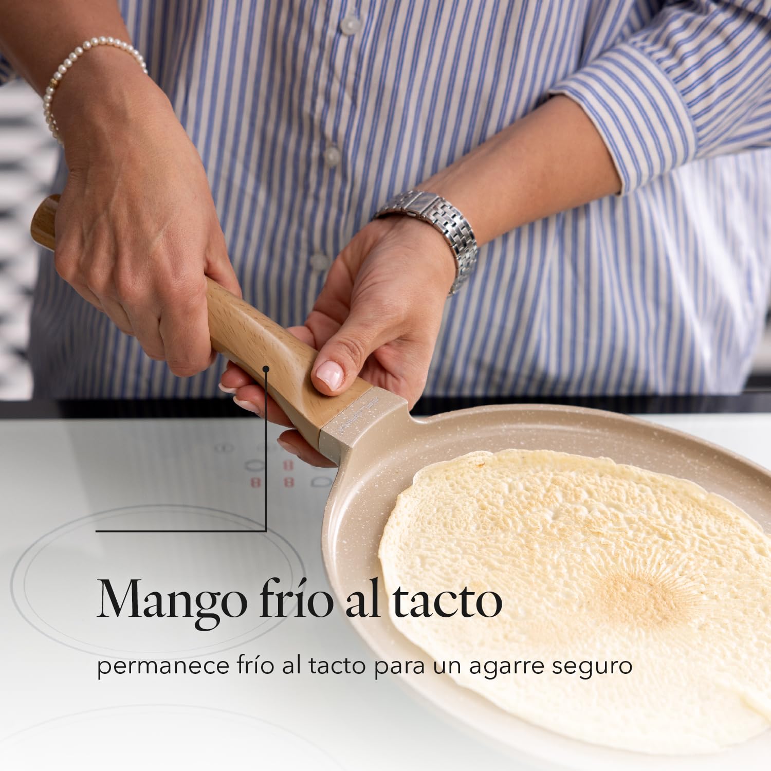 FLORINA Sartén de Crepes - Aluminio OSLO (28 cm) I Recubrimiento Antiadherente Cerámico I Resistente al Calor | Sartén para Crepes Adecuada para Cocinas de Inducción, Gas y Eléctricas