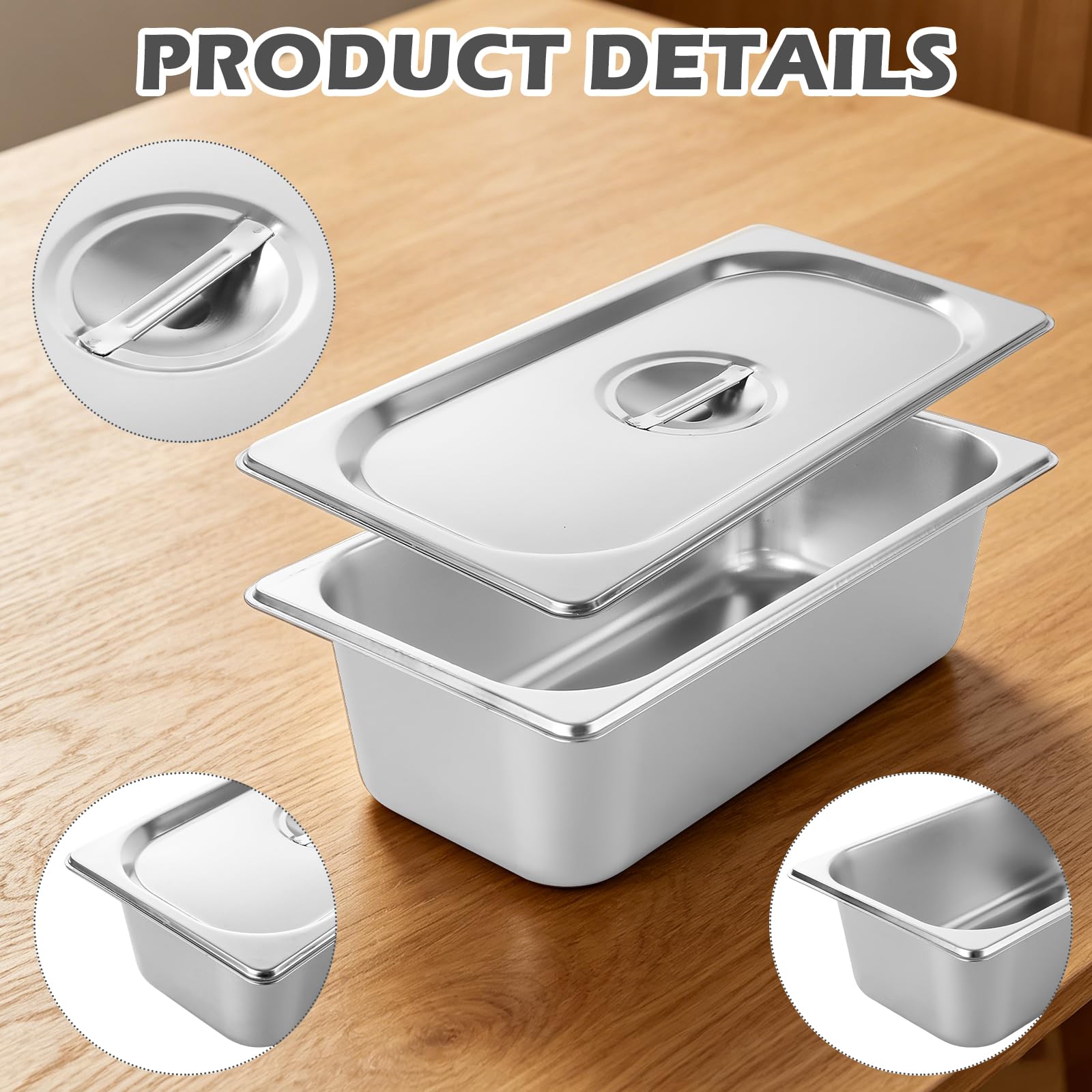 YQUK - Confezione da 4 padelle Gastronorm con coperchio, 100 mm di profondità