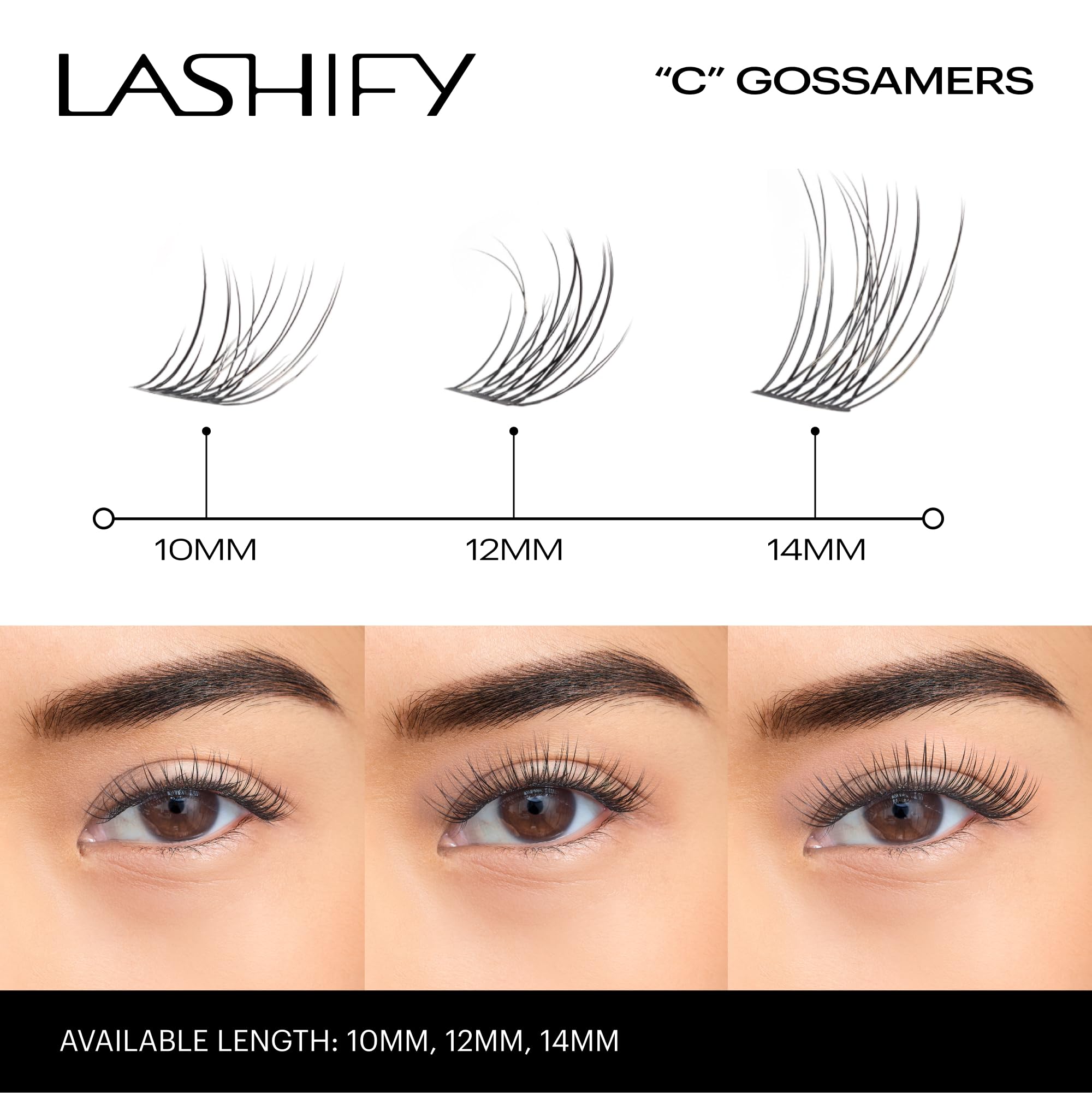 LashifyCurl 12mm Gossamer DIY Eyelash Extensions Refill, Black, Easy False  Eyelashes for a Natural Look