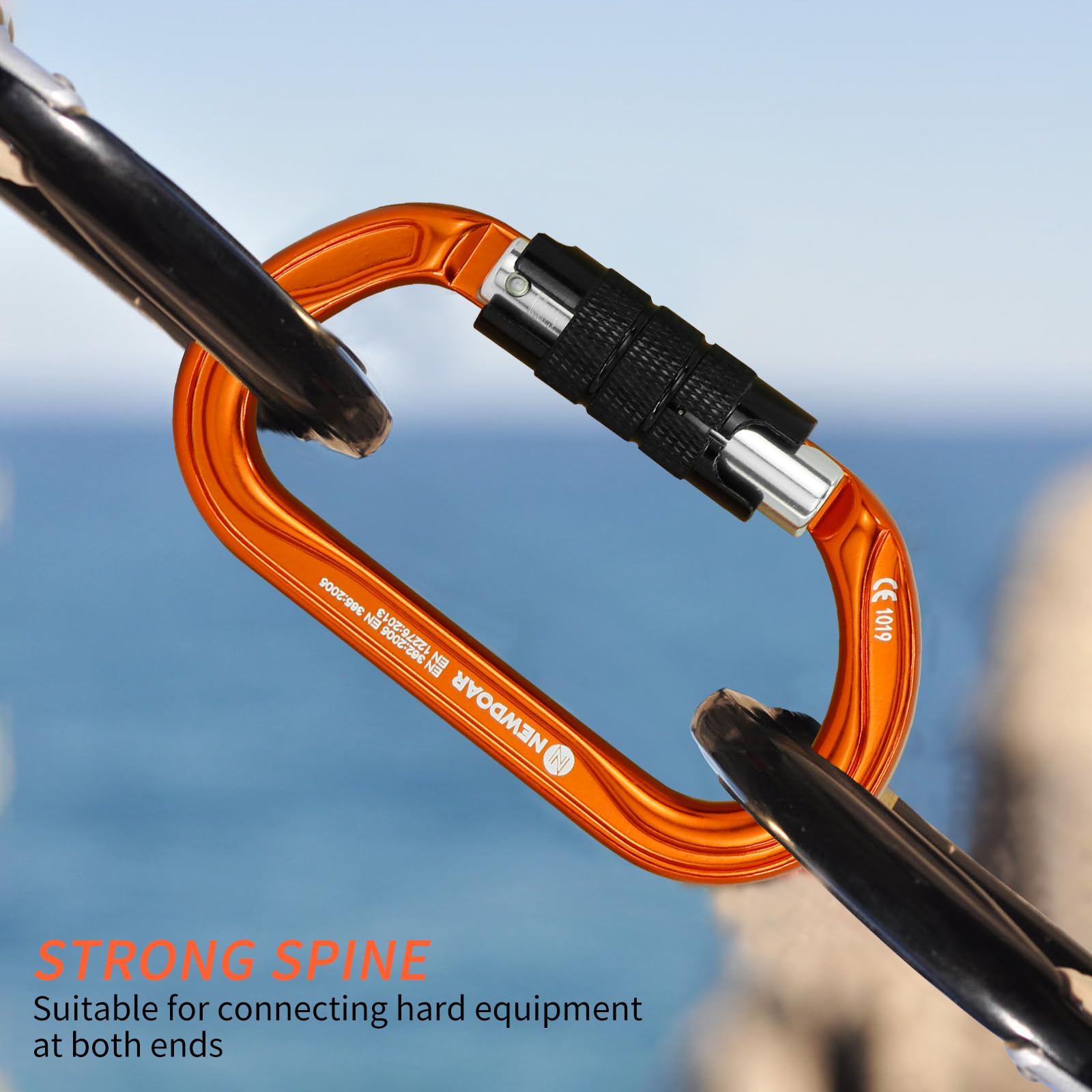 NewDoar 25KN CE & UIAA Certificato Arrampicata Moschettone Professionale, O-Shape Heavy Duty Moschettone per Rappelling