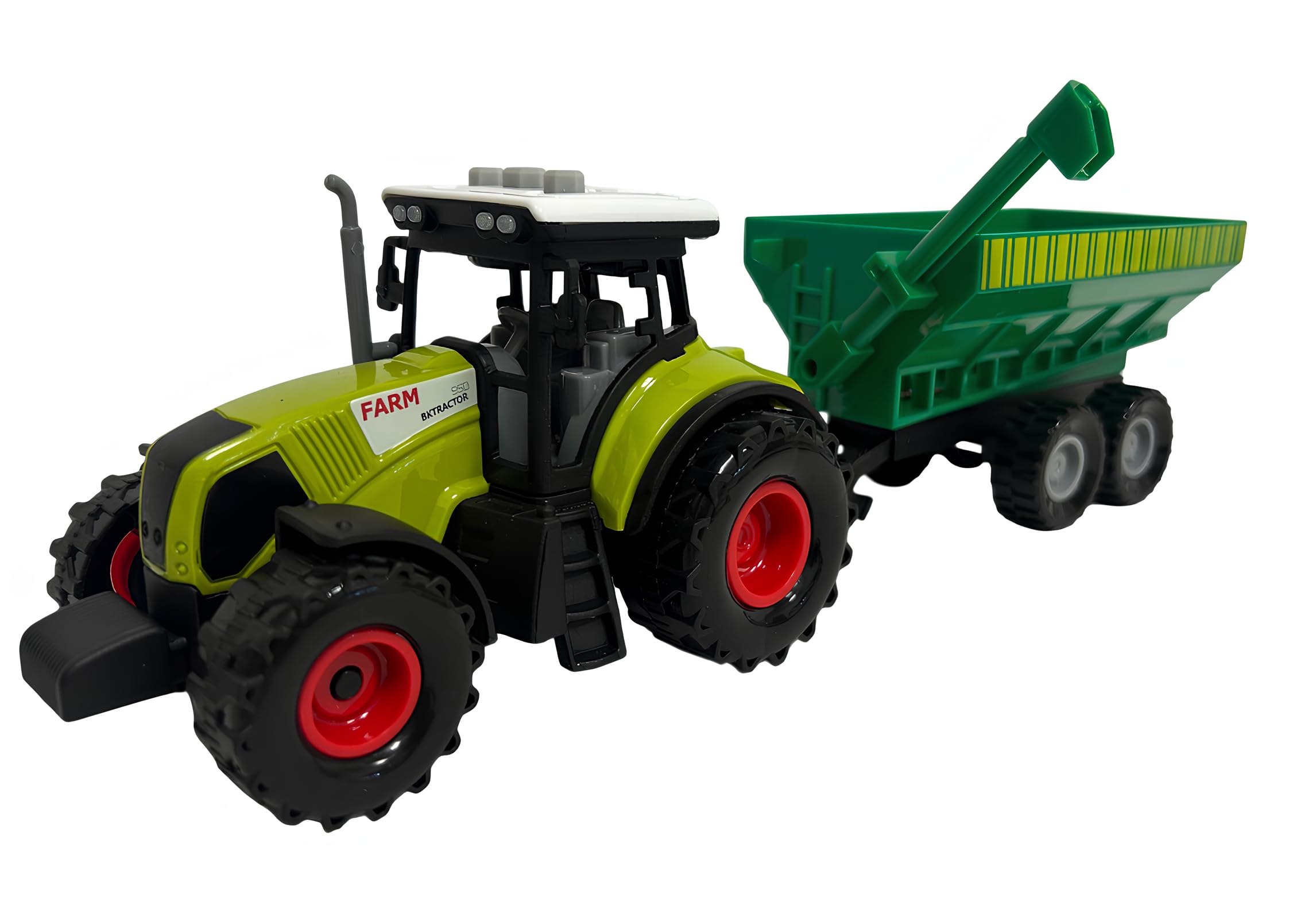 Trattore Giocattolo con Luci e Suoni Trattore con Rimorchio a Frizione Luminoso con Suoni Reali Trattori Fattoria con Luci Led Mezzi Agricoli Fattoria Trattore con Carro