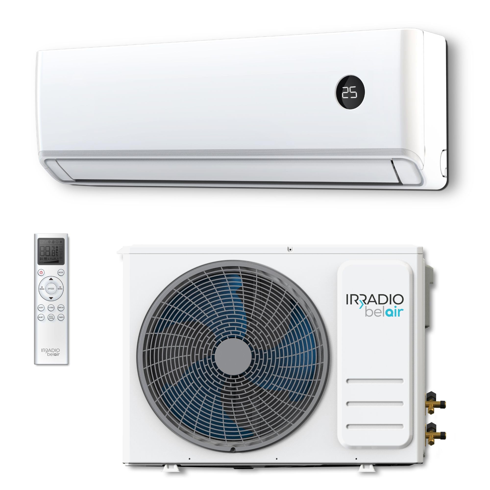 ALASTOR 12, 12000 btu, Kit Condizionatore Inverter con Pompa di Calore, Gas R32, Classe A++/A+, Telecomando, Filtri Lavabili, Display LCD, Funzioni Avanzate, Timer Programmabile