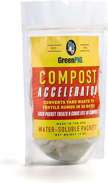 GREEN PIG Compost Accelerator Converts Yard Waste to Fertile Humus in 30 Days and Helps Control Odors Associated with Compost Piles, 1 Bag (12 Dissolvable Packets) GREEN PIG Compost Accelerator Converts Yard Waste to Fertile Humus in 30 Days and Helps Control Odors Associated with Compost Piles, 1 Bag (12 Dissolvable Packets)