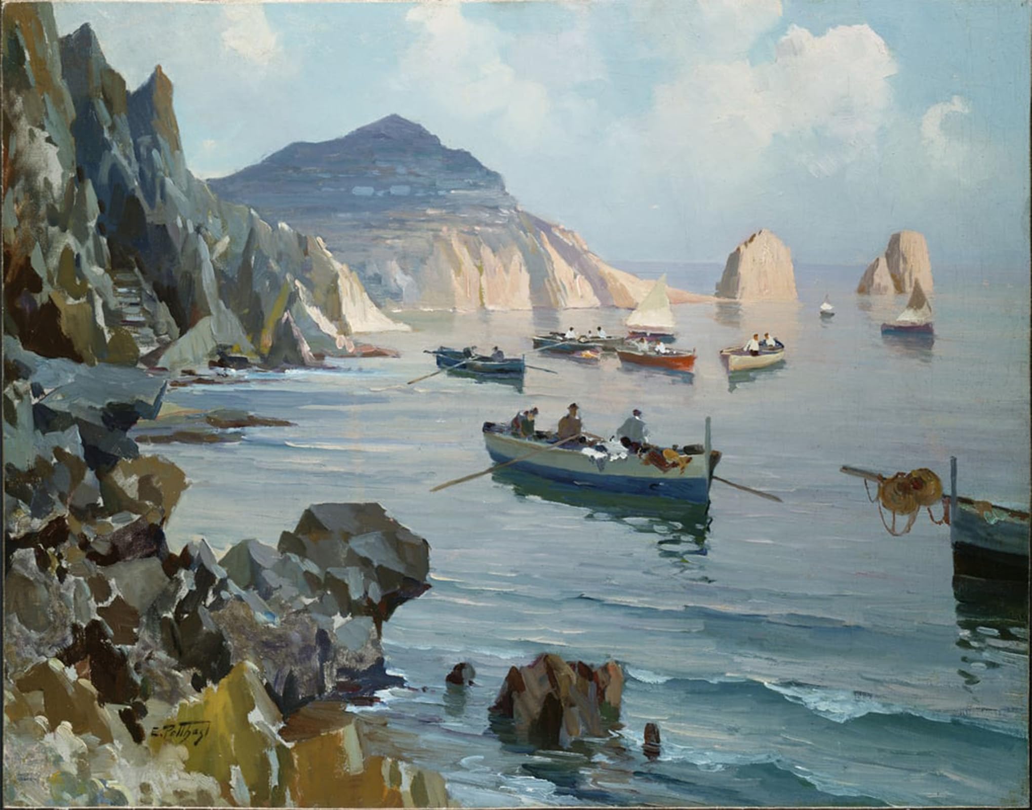POSTERIIk Famous Modern Artwork Art Mural Boats in a Cove by Edward Henry Potthast Oil Paintings Pictures for Home Decor 60x90cm