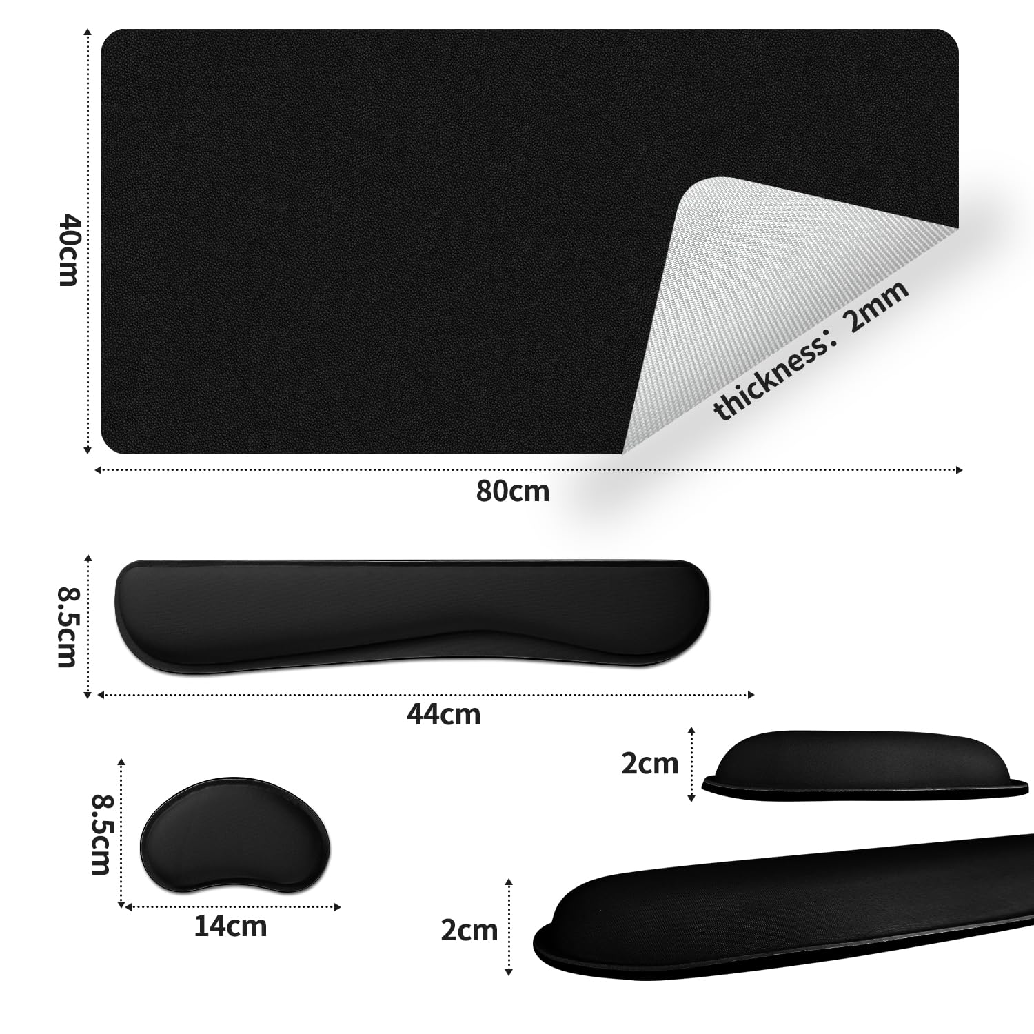 Juego de alfombrillas de escritorio, 3 en 1 grandes con reposamuñecas y almohadilla para teclado, alfombrillas de escritorio para teclados y ratones, juego de alfombrillas ergonómicas para