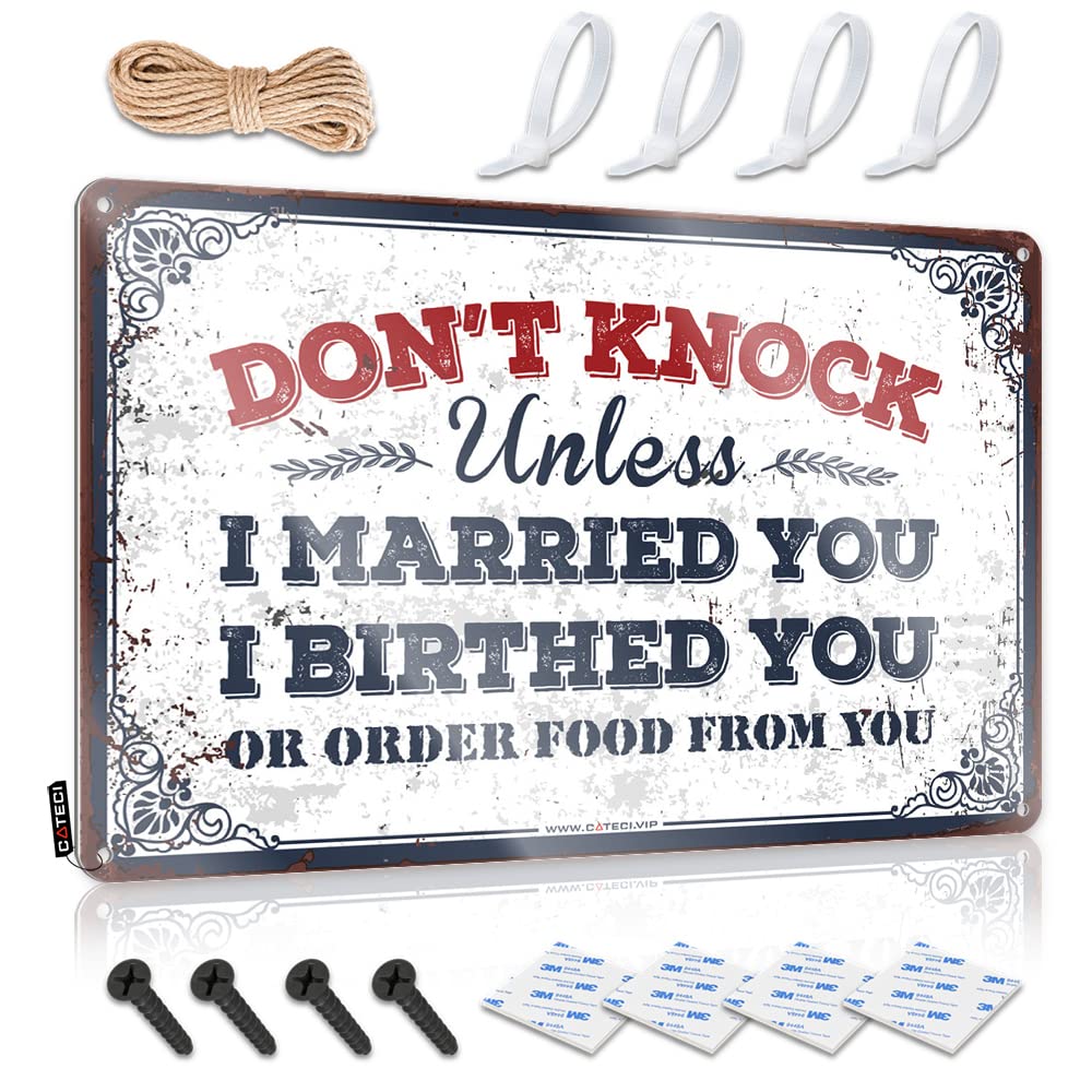 Decaor, Plaques Funny Guard Wall Decor, Funny Rustic Metal Tin Sign For Man Cave | Walls Holiday Gift Custom Don't Knock Unless I Married You(20X30CM)