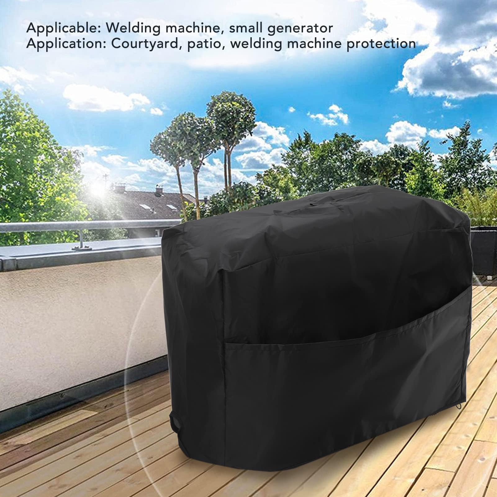 Wasserdichte MIG-Schweißgeräteabdeckung, 190T Versilberter Polyester-Taft, UV-beständige Schutzhülle für Schweißmaschinen, Schwarz
