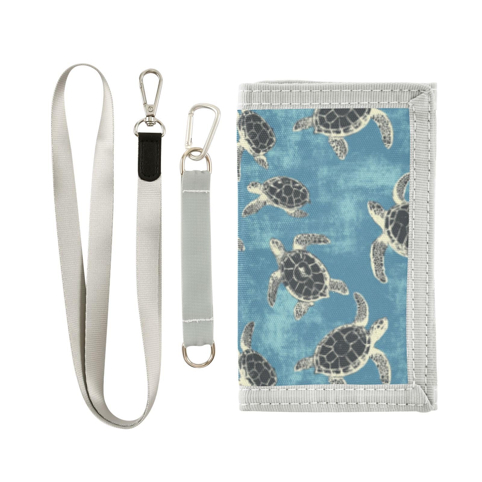 Wusikd Sea Turtles Blue Kids Wallet for Boys Girls Funny Toddler Trifold Wallet Novelty Wallet for Teens Women Men