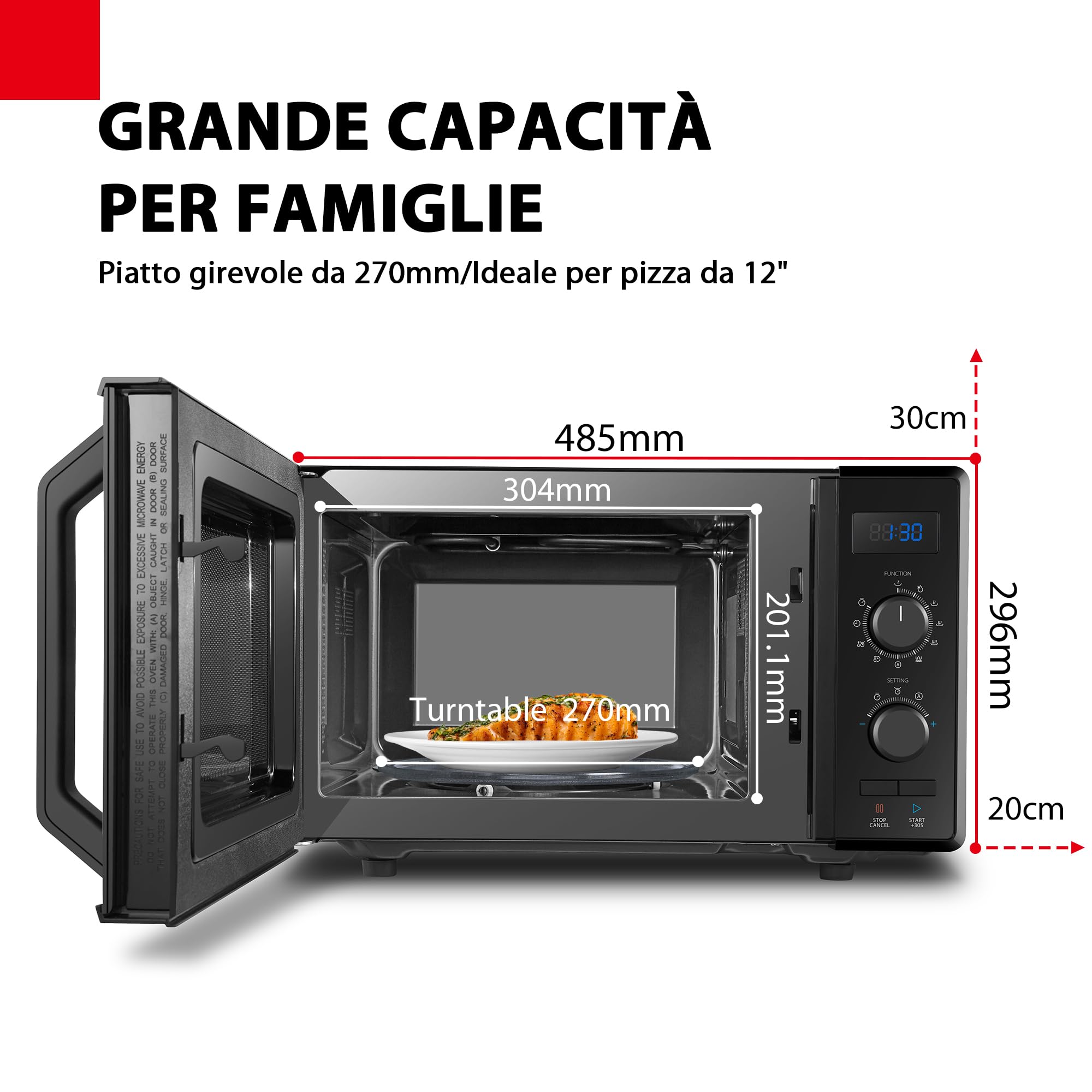 Toshiba 3-in-1 Forno a Microonde con Grill e Cottura combinata, 23 L, Piatto Girevole con Memoria di Posizione, Timer, Luci LED Integrate, Programma pizza, Nero