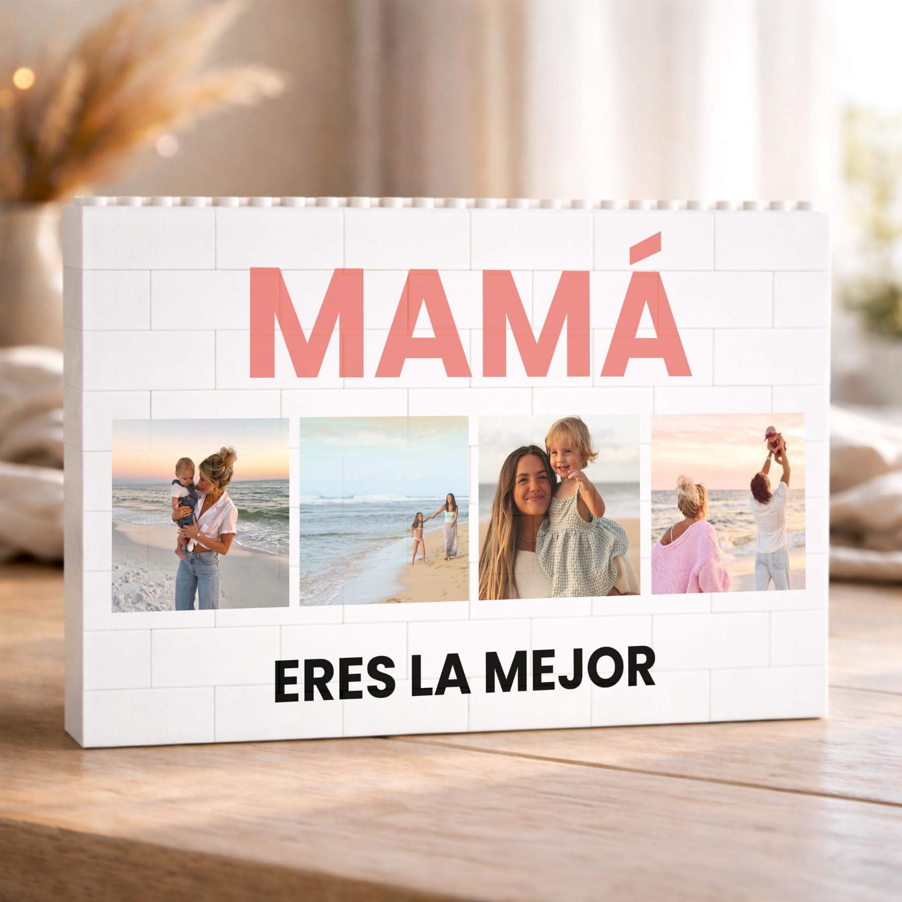 Cristal Plaque - Puzzle Personalizado Mamá con 4 Fotos y Texto | Rompecabezas Interactivo de Bloques Apilables Premium Mamá | Decoración Personalizada para el Hogar — view 5