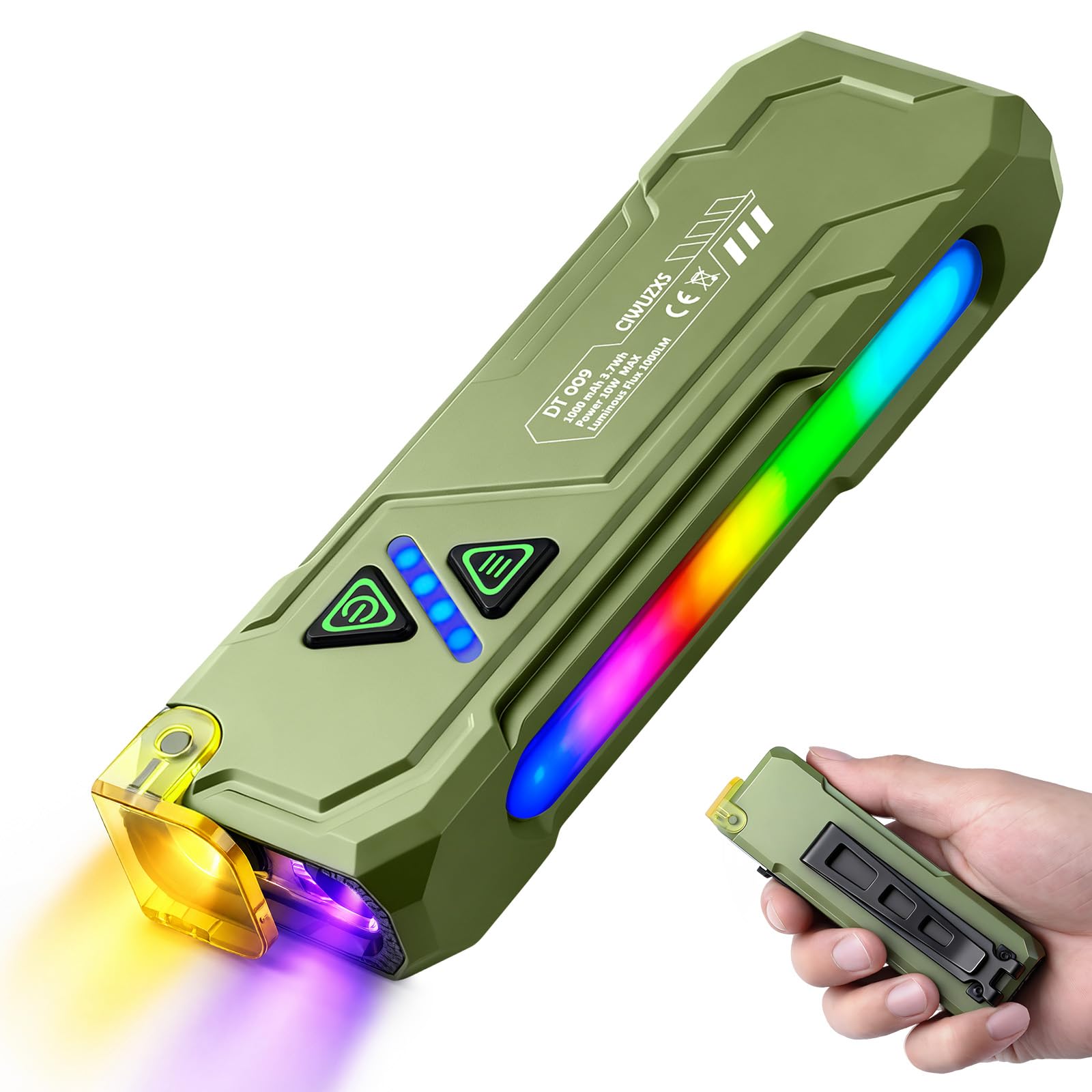 Amazon.com: Ciwuzxs EDC Rechargeable Flat Flashlight 1000 Lumens