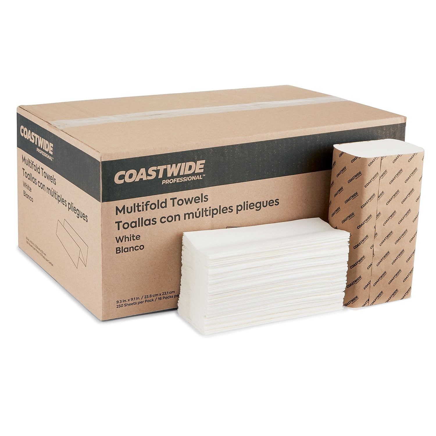 Staples COASTWIDE 1-Ply Paper Towels, Tri-Fold Design, 250-Sheets Per Roll, 16-Pack, White