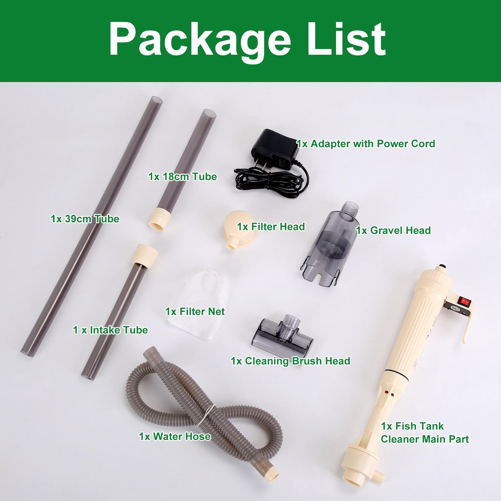 Kit de limpieza de grava para acuario, herramientas eléctricas de limpieza de peceras con succión fuerte, aspiradora automática multifunción para lavar arena, cambio de agua (longitud