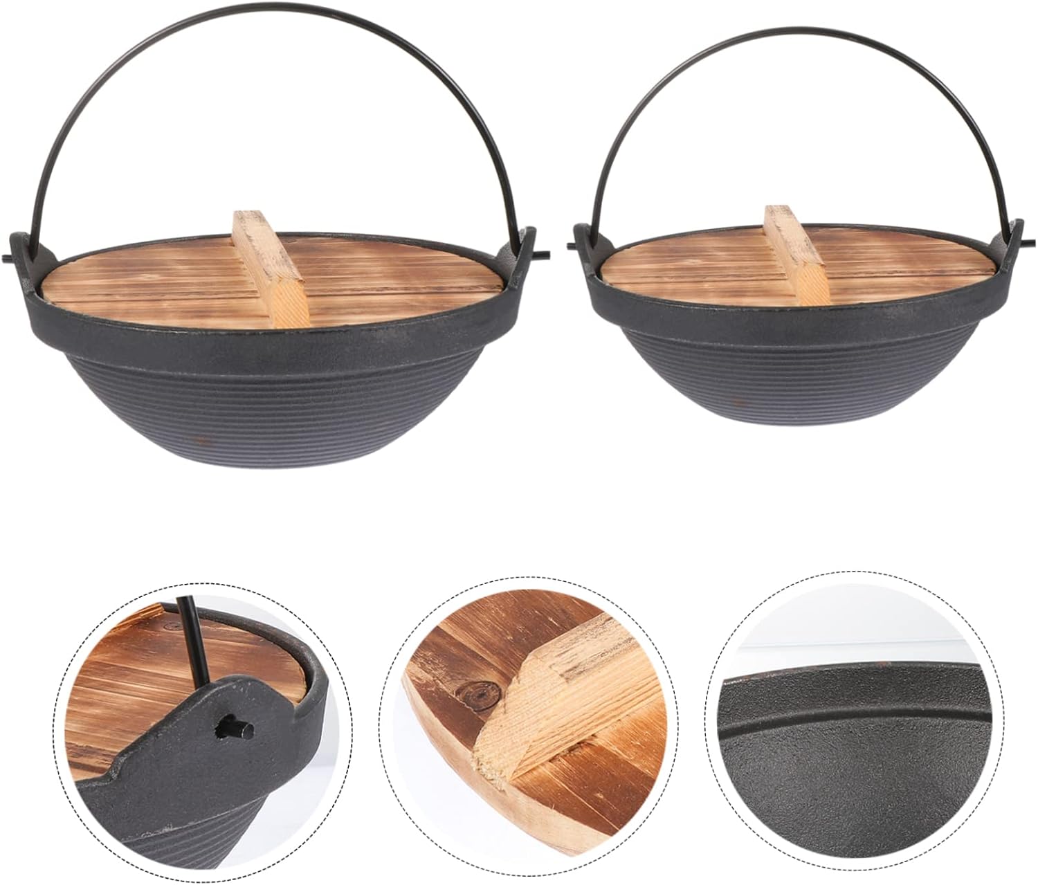 2pcs Japanese Style Cast Iron Cooking Pot Outdoor Camping Pots Easy Clean Design and Stew Cooking