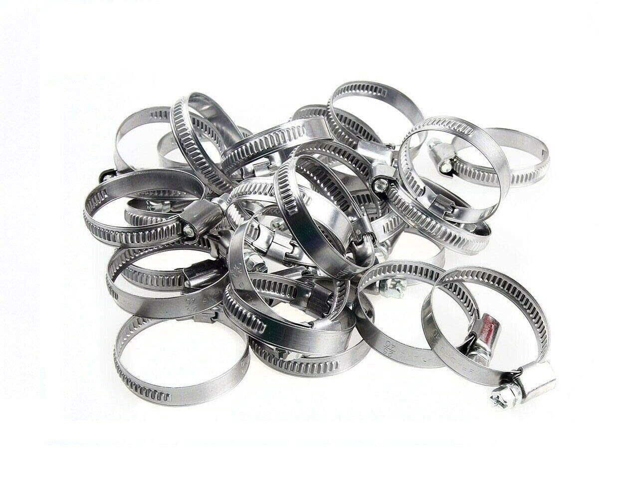 2 x 80-100mm Hose Clips Adjustable Range Stainless Steel Hose Pipe Clamps