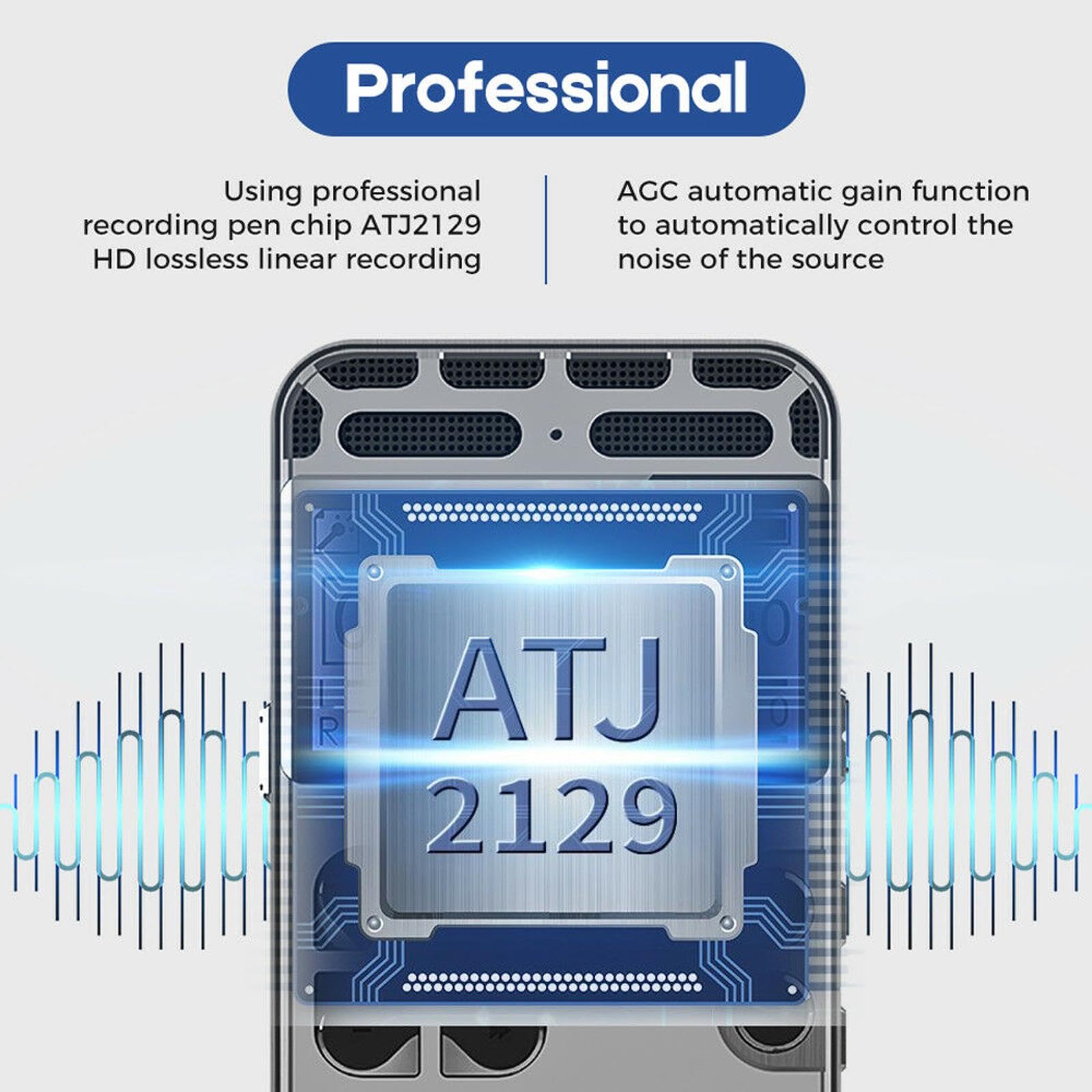 Dictaphone audio numérique rechargeable avec écran LCD 8 Go