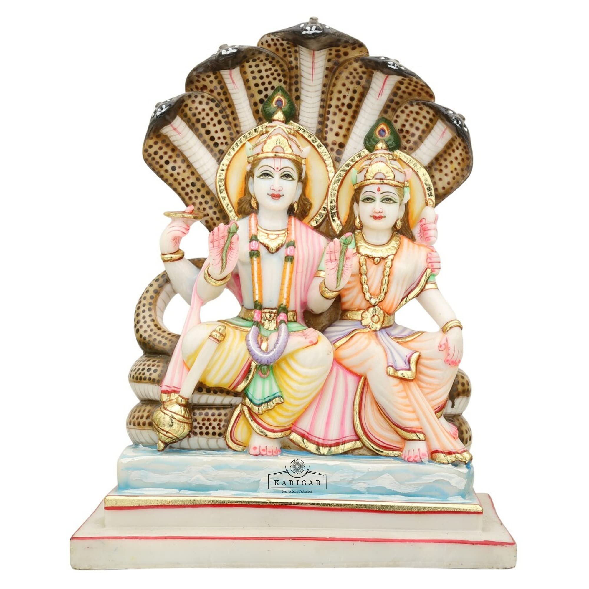 Buy Vishnu Lakshmi Statue Large 12 inches Hand painted Marble Lakshmi