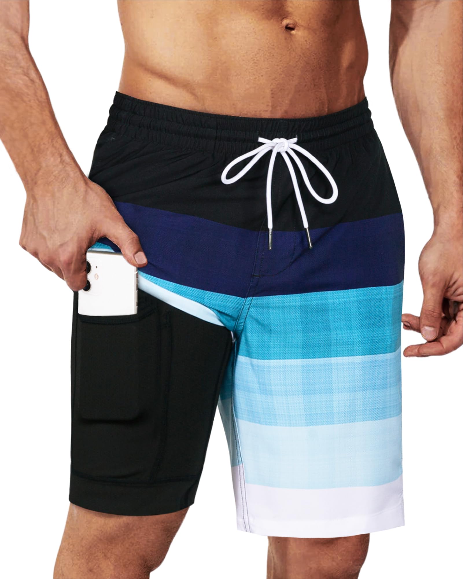 SURF CUZ 9" Mens Swim Trunks with Compression Liner Bathing Suits 2 in 1 Stretch Zipper Pockets Quick Dry