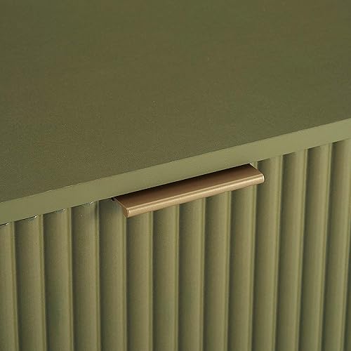 Miniatura 6 de Manhattan Comfort Dumbo - Moderna mesita de noche 2.0 con 2 cajones y patas de metal, patas doradas repartidas, diseño acanalado vertical,