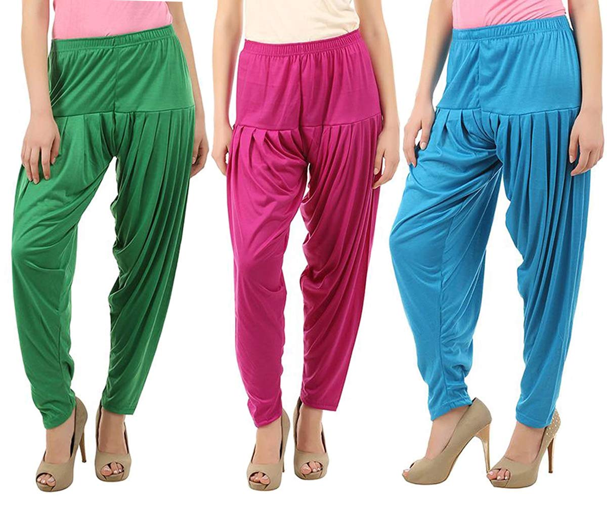 justtry fashion Women's Viscose Adjustable Rope with Elastic waist Patiyala dhoti pant Combo Pack of 3-picture-16