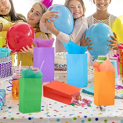 Miniatura 9 de JOHOUSE 58 bolsas de regalo de papel, coloridas bolsas de dulces a granel de color caramelo para niños, bolsas de recuerdos de fiesta para