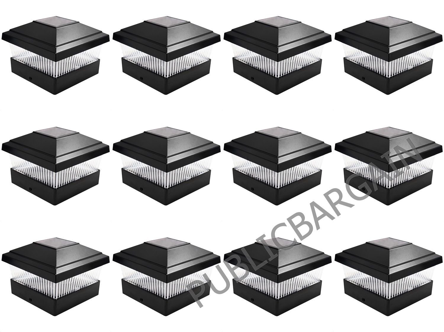 R&G 6 Solar LED Post Lights Outdoor Garden Waterproof Square Black Landscape Post Cap Lamp for Wooden Posts, Deck, Patio, Fence