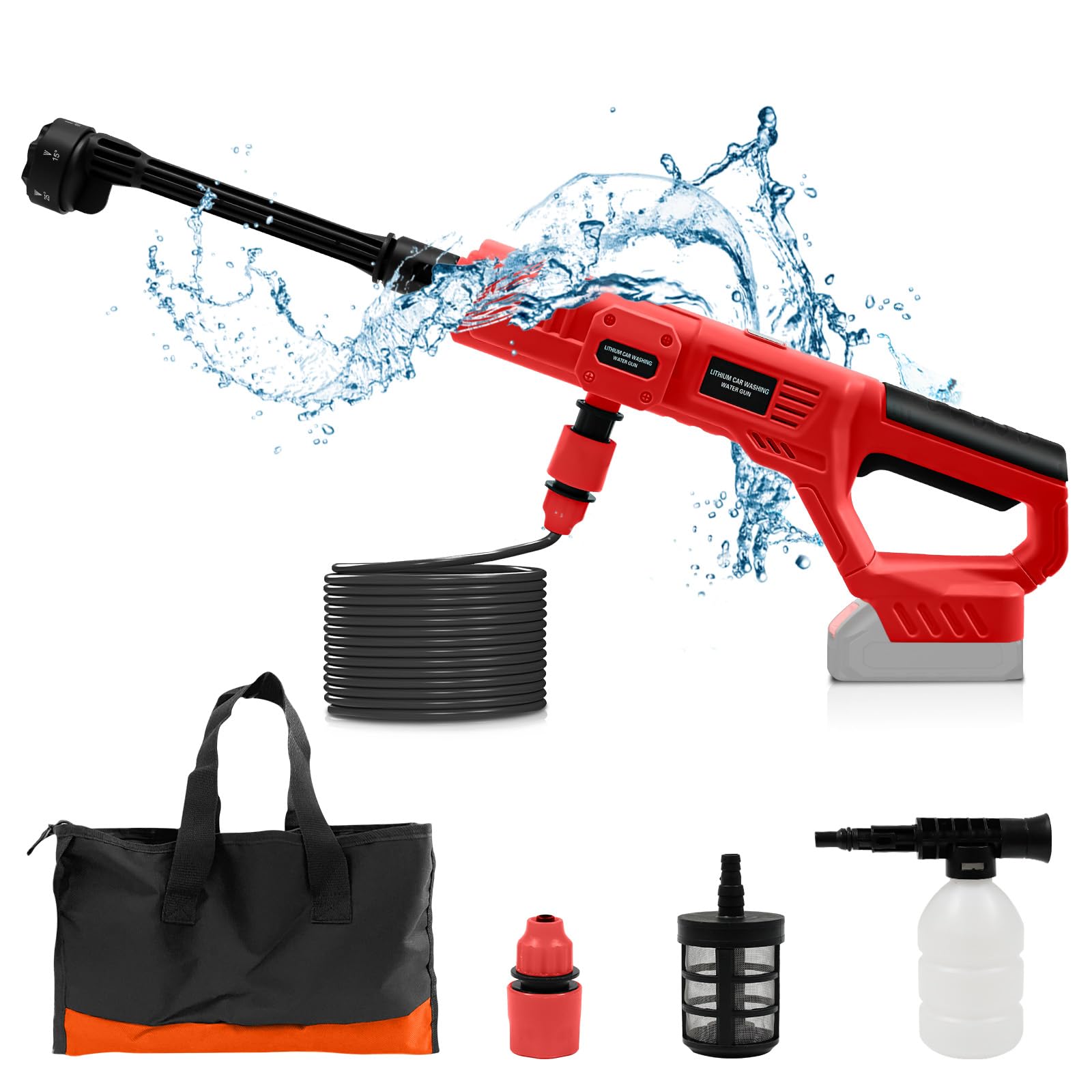 Cordless Pressure Washer for Milwaukee 18V Battery, 6-in-1 Nozzle