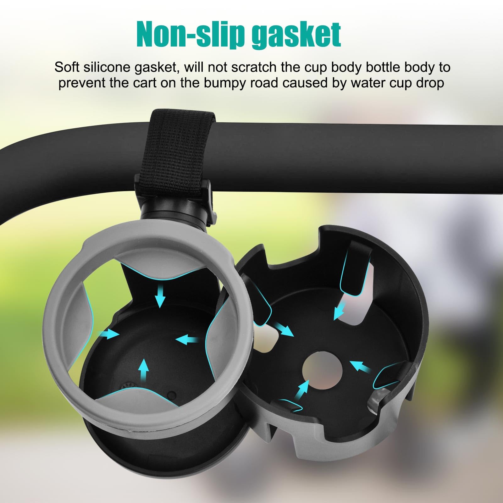Portavasos para Cochecito, 2 en 1 Portavasos para Bebidas y Café Portavasos Carrito Bebe Universal Ajustable 360 Grados de Rotación Portabotellas para Silla de Paseo para Cochecito Bicicleta