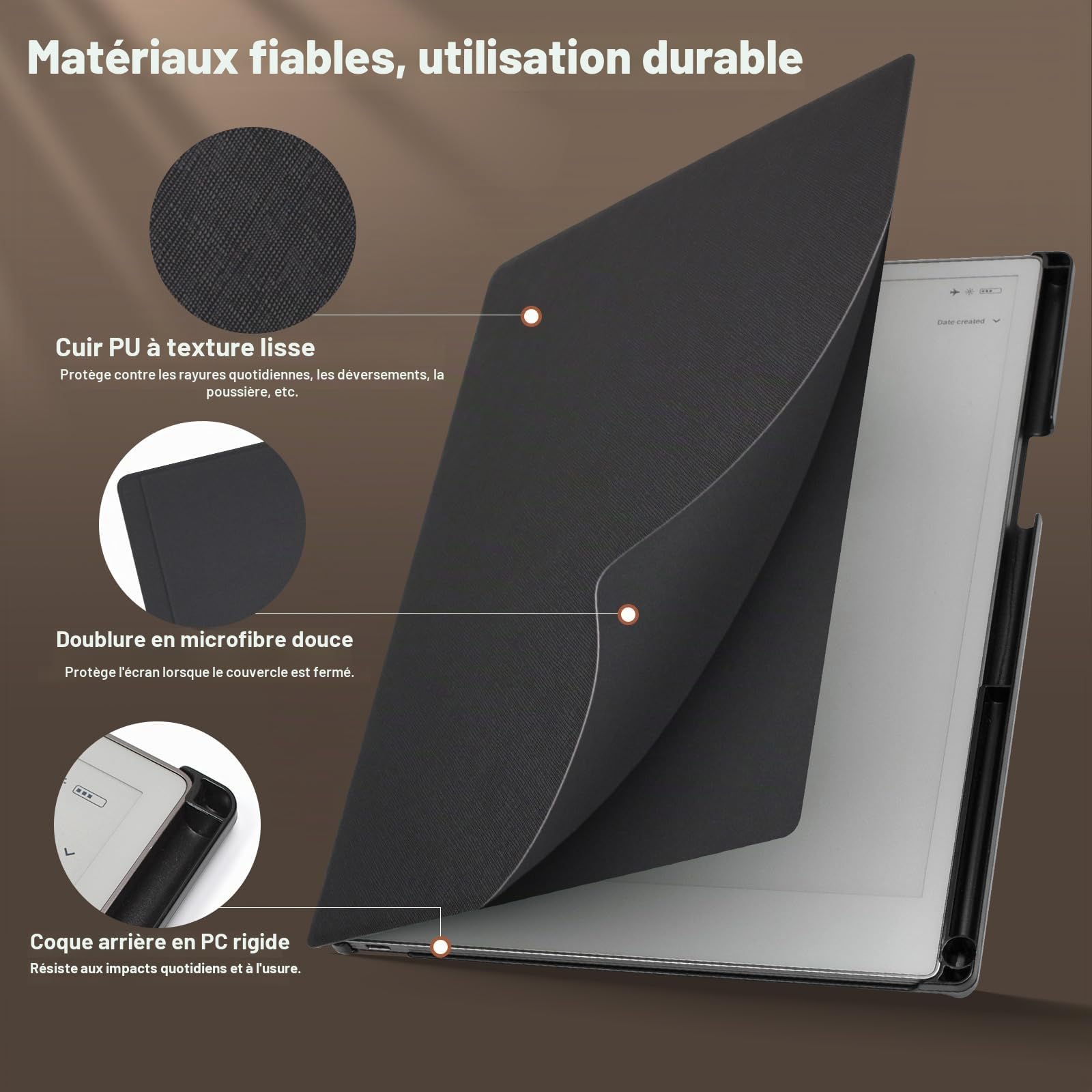 Caweet Étui avec Support pour Remarkable Paper Pro 11,8" 2024, Coque arrière Rigide de Protection avec Fonction Veille/réveil Automatique avec Porte-Stylo et dragonne, Noir