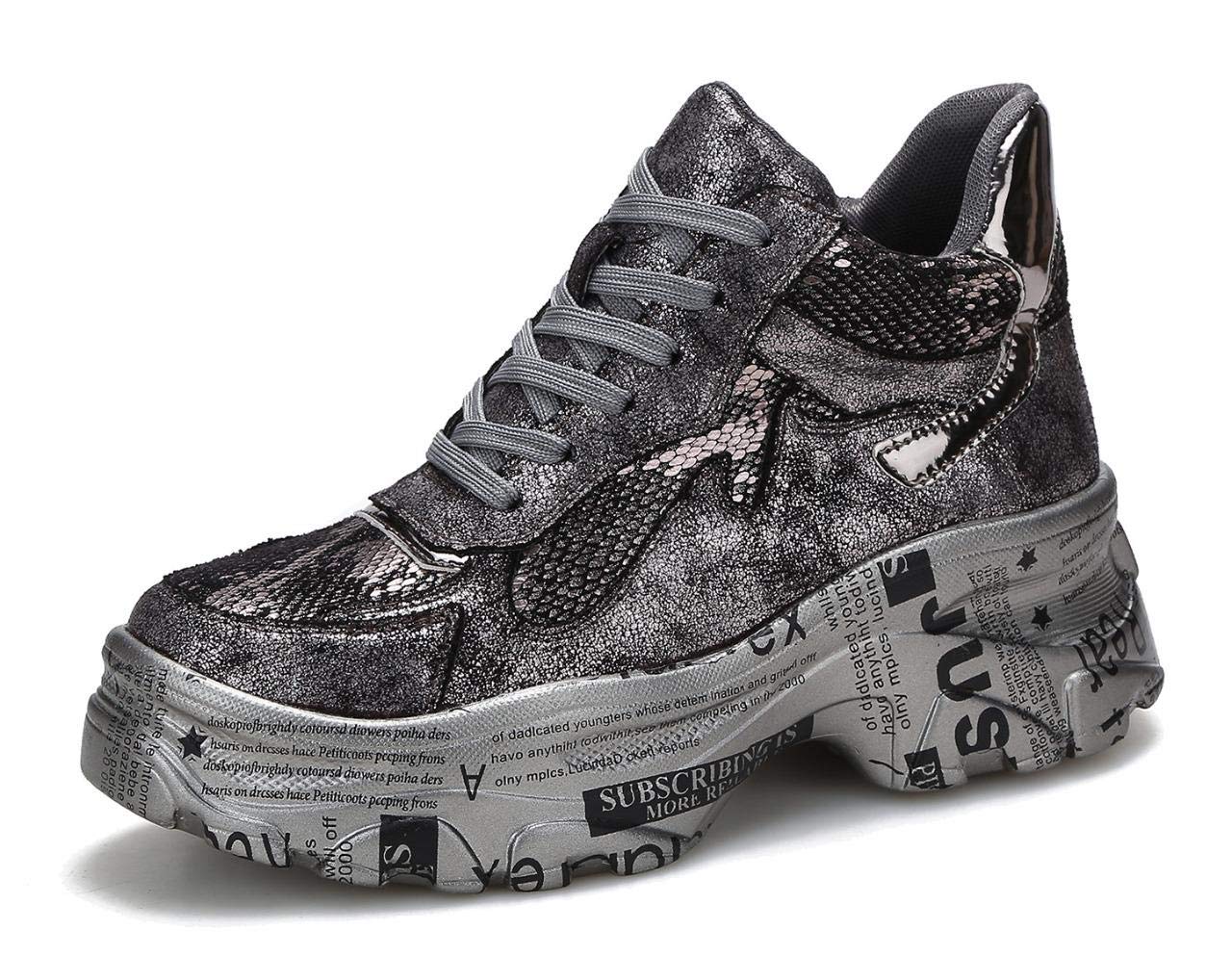 Jiu Du Womens Hologram Comfort Platform Wedge Running Sport