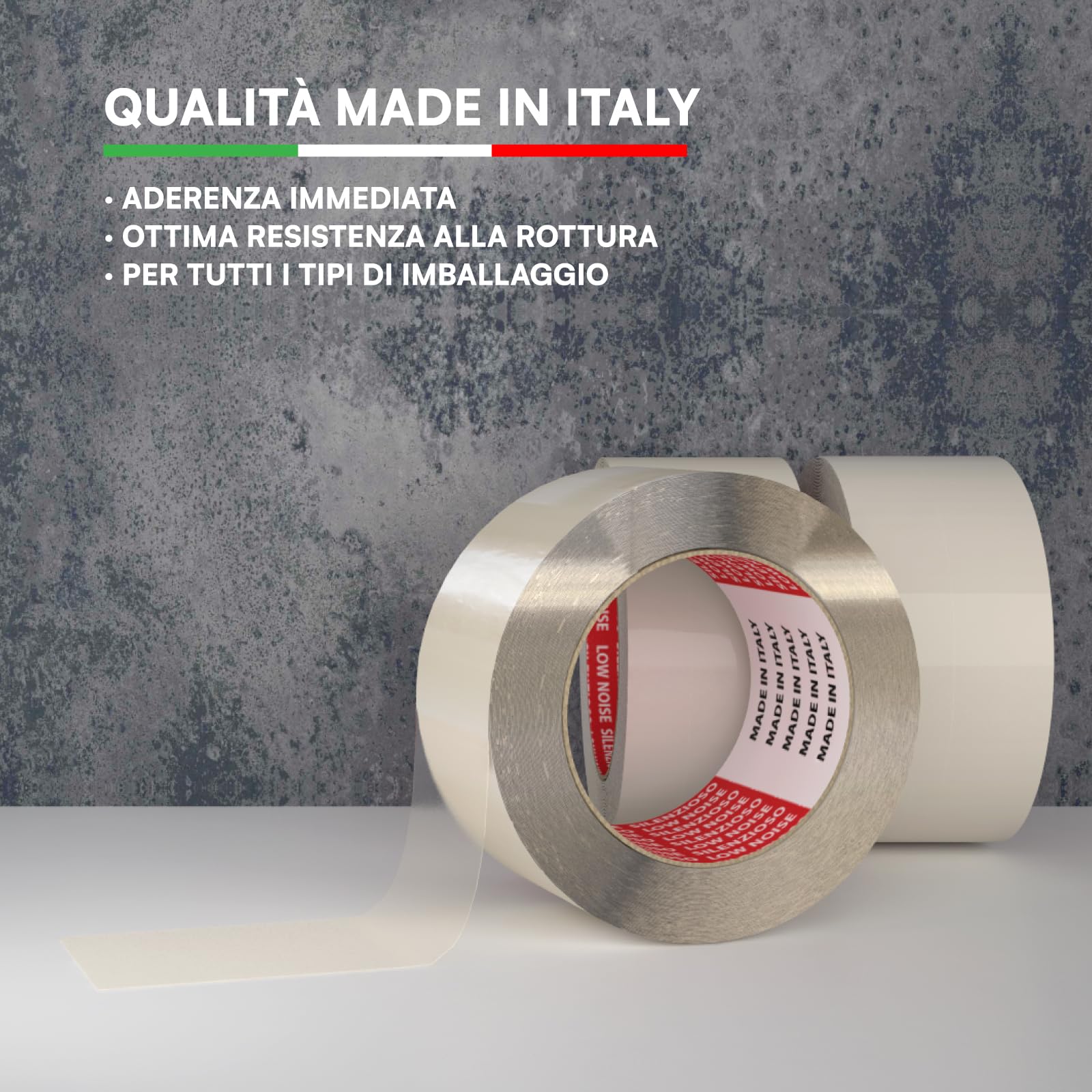 DNK TRADE Nastro Adesivo da Imballaggio Pacchi - 6 Rotoli di Nastro per Imballaggi 50mm x 66m Silenzioso Resistente all'Acqua - Colore Trasparente