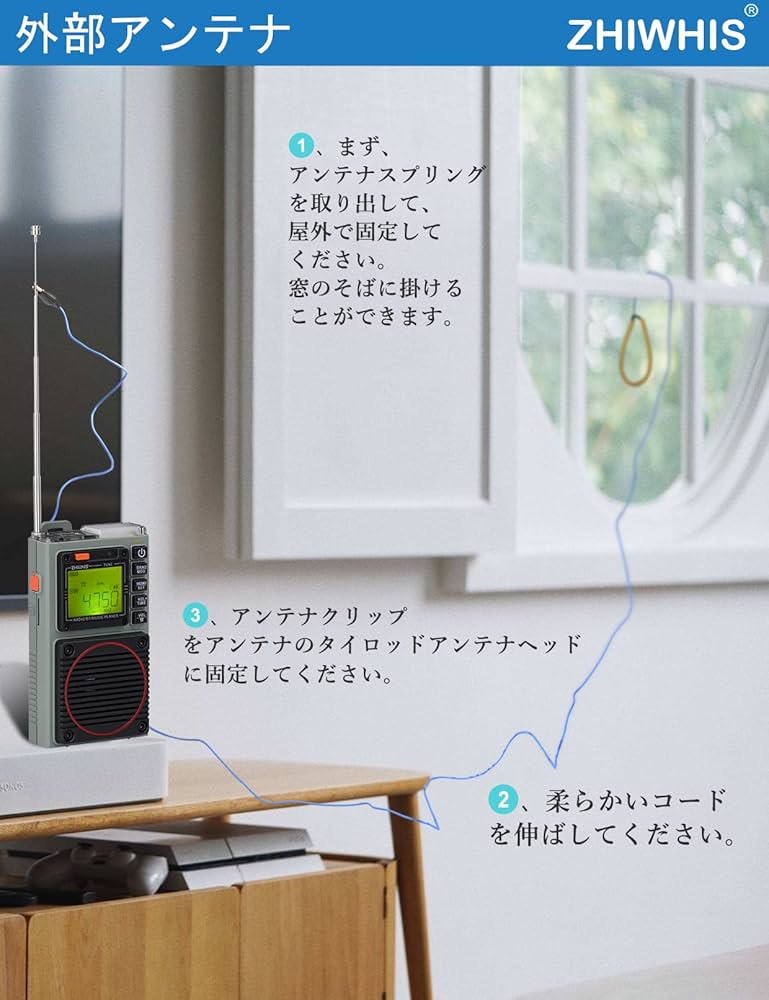 小型 ラジオ 防災 アラーム 録音 USB充電式 ZHIWHIS ZWS-787 ZHIWHIS - ラジオ小型防災 Bluetoothスピーカー MicroSDカード