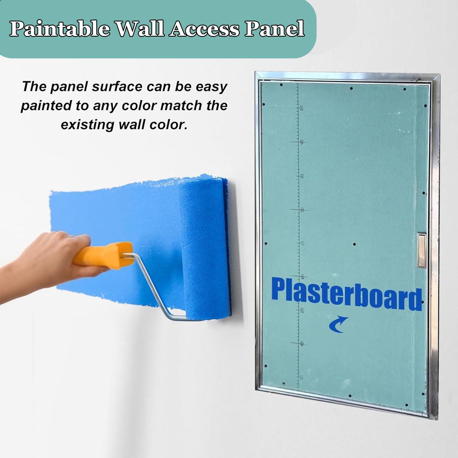 Pannello di accesso in cartongesso verniciabile, 91,4 x 91,4 cm, porta mansardata nascosta, portello di ispezione per cartongesso, copertura di accesso al soffitto, facile installazione, 90 x 90 cm