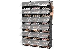 Portable Shoe Rack Organizer, 72-Pair Covered Shoe Rack, 12-Tier Shoe Organizer