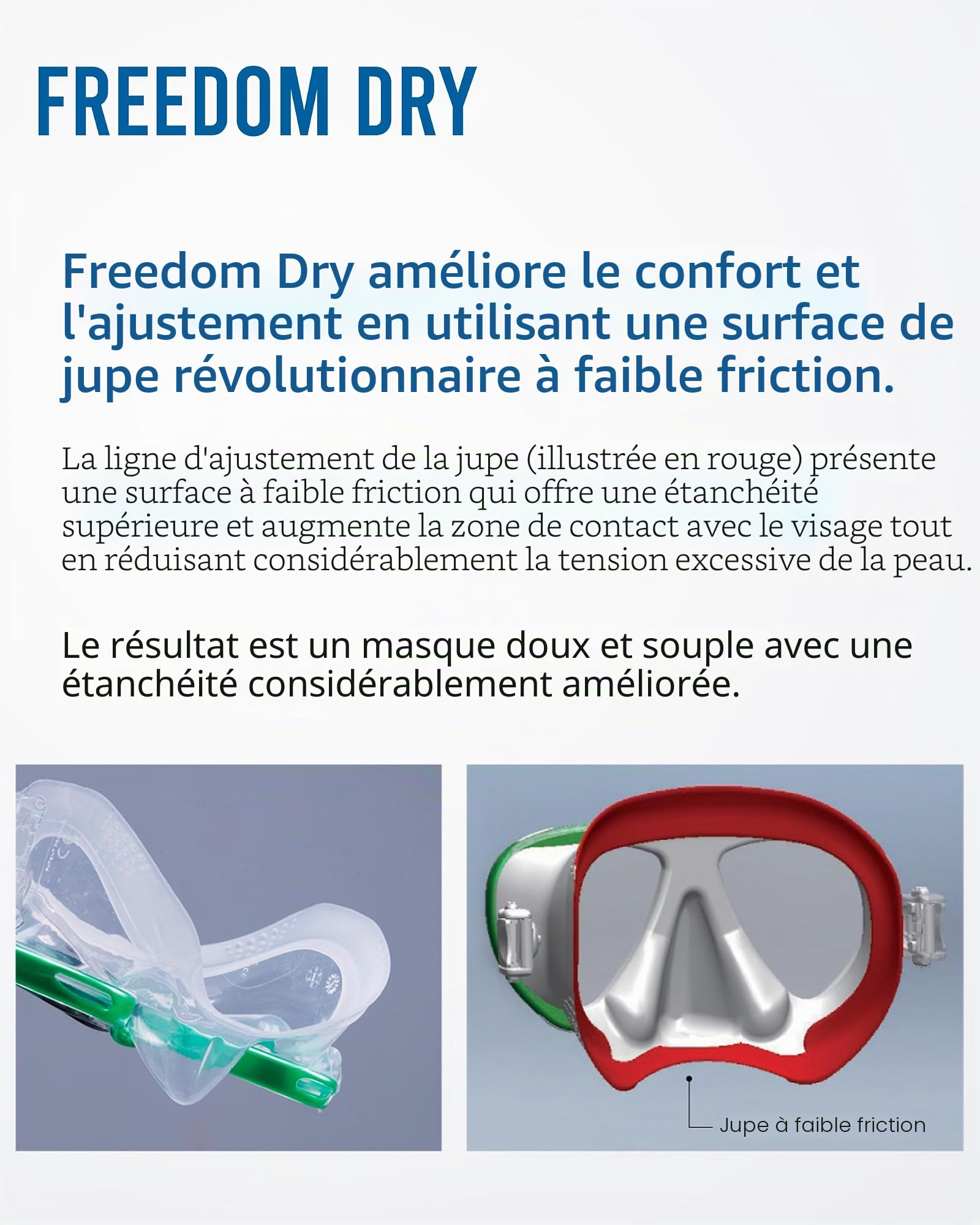 Tusa Freedom HD Masque de Plongée sous-marine natation snorkeling pour Adulte