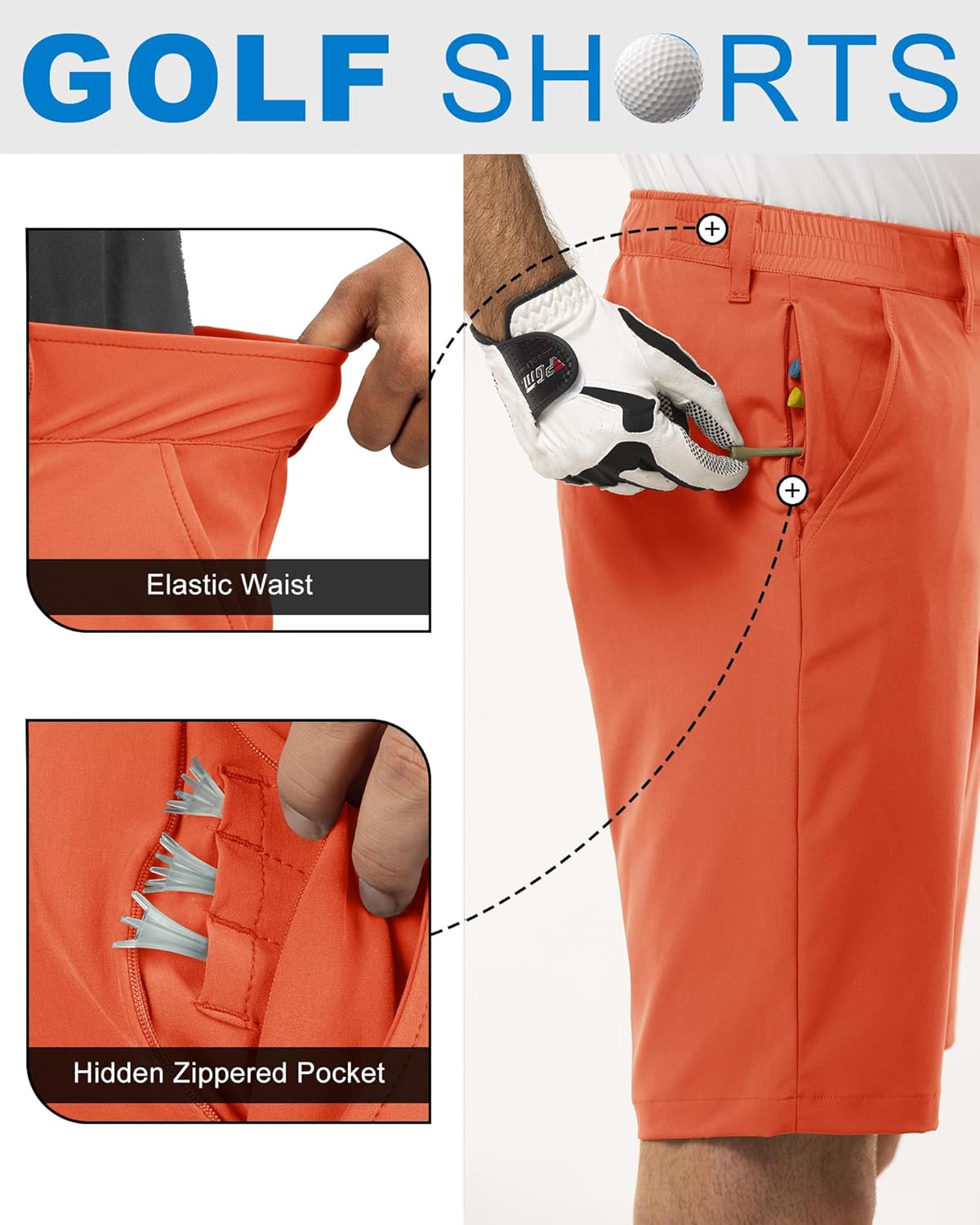 Outdoor Ventures Men's Golf Shorts 11" Inseam Classic-Fit Flat Front Stretch Casual Shorts with Pockets Summer Hiking Travel - Image 3